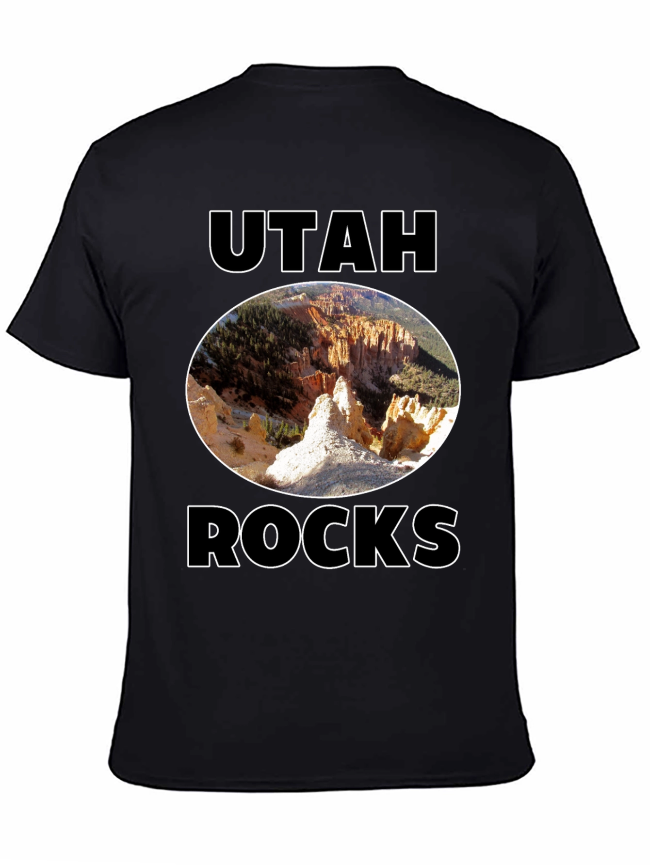 Black Utah Rocks T-Shirt - Black Cotton Graphic Tee view 4