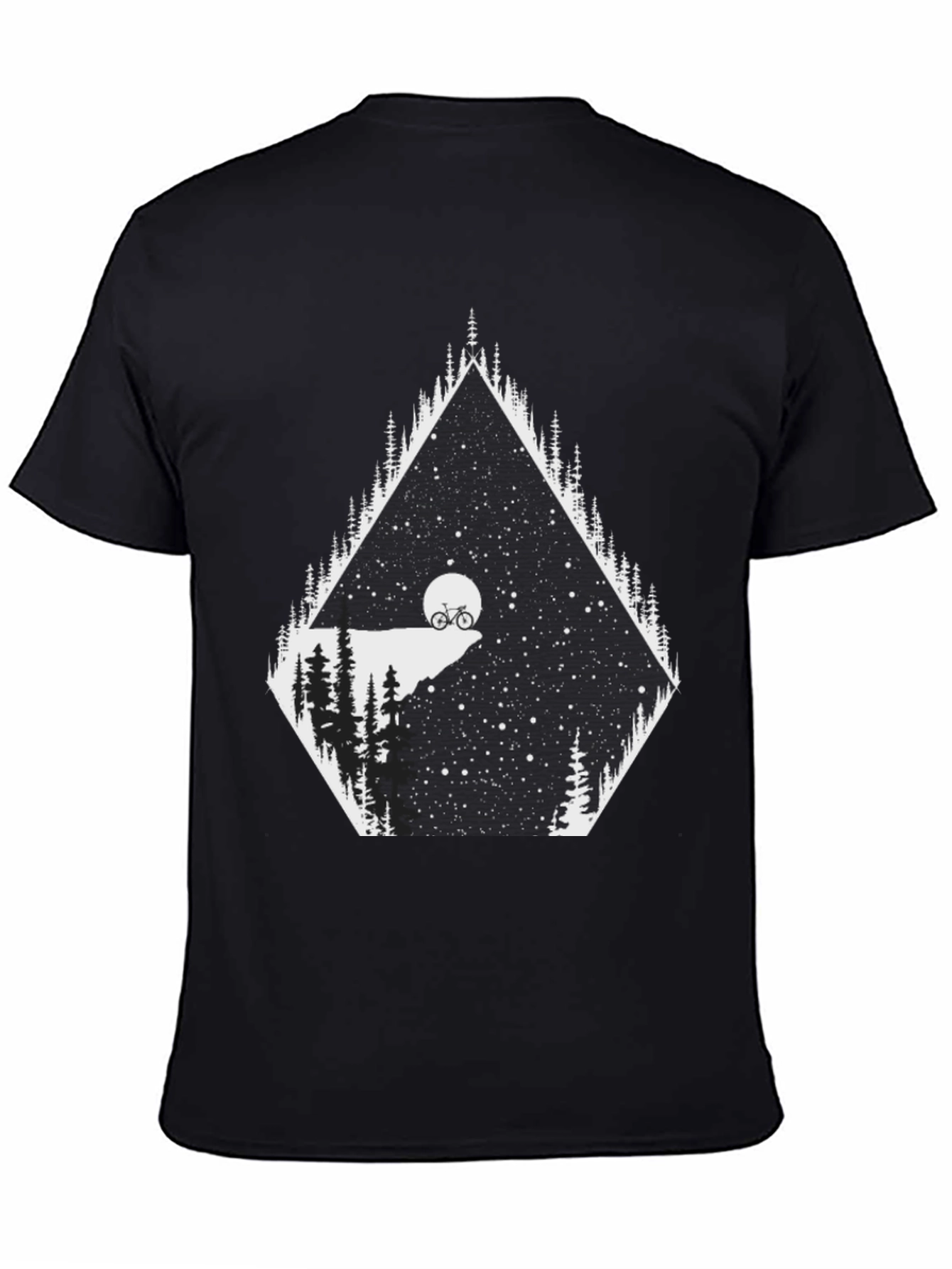 Black Night Ride T-Shirt - Mountain Bike Scene Graphic Tee view 4