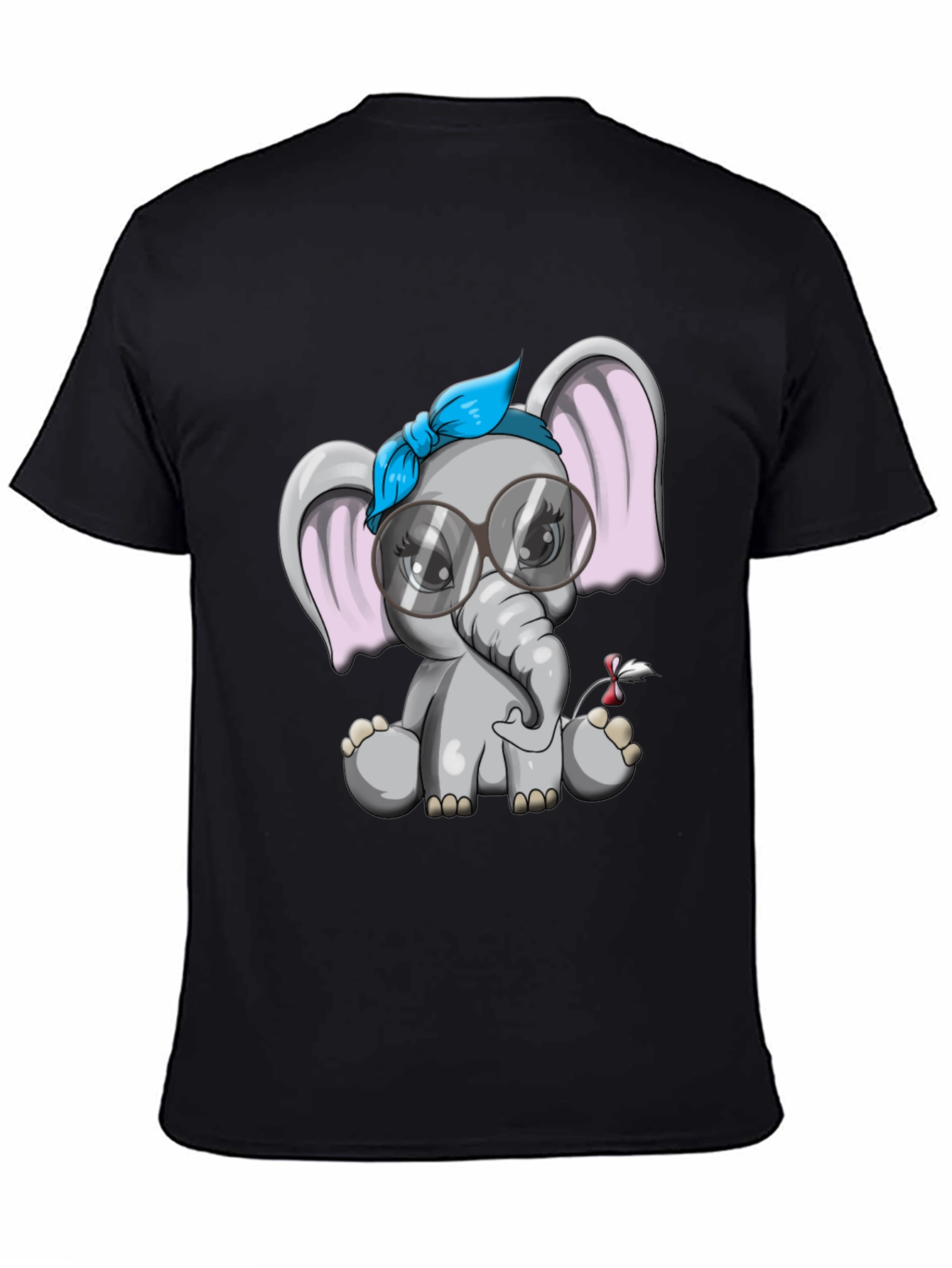 Black Cute Elephant Graphic Tee - Black view 4