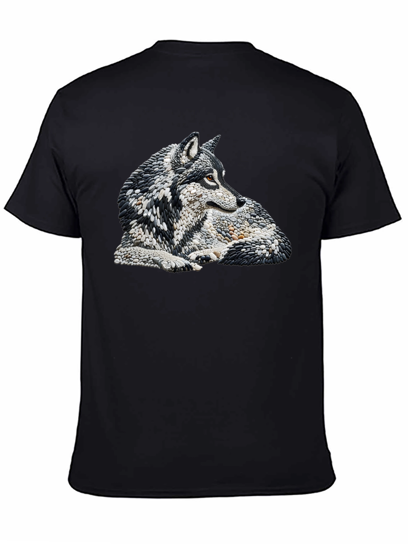 Wolf Stone Art Black T-Shirt - 4