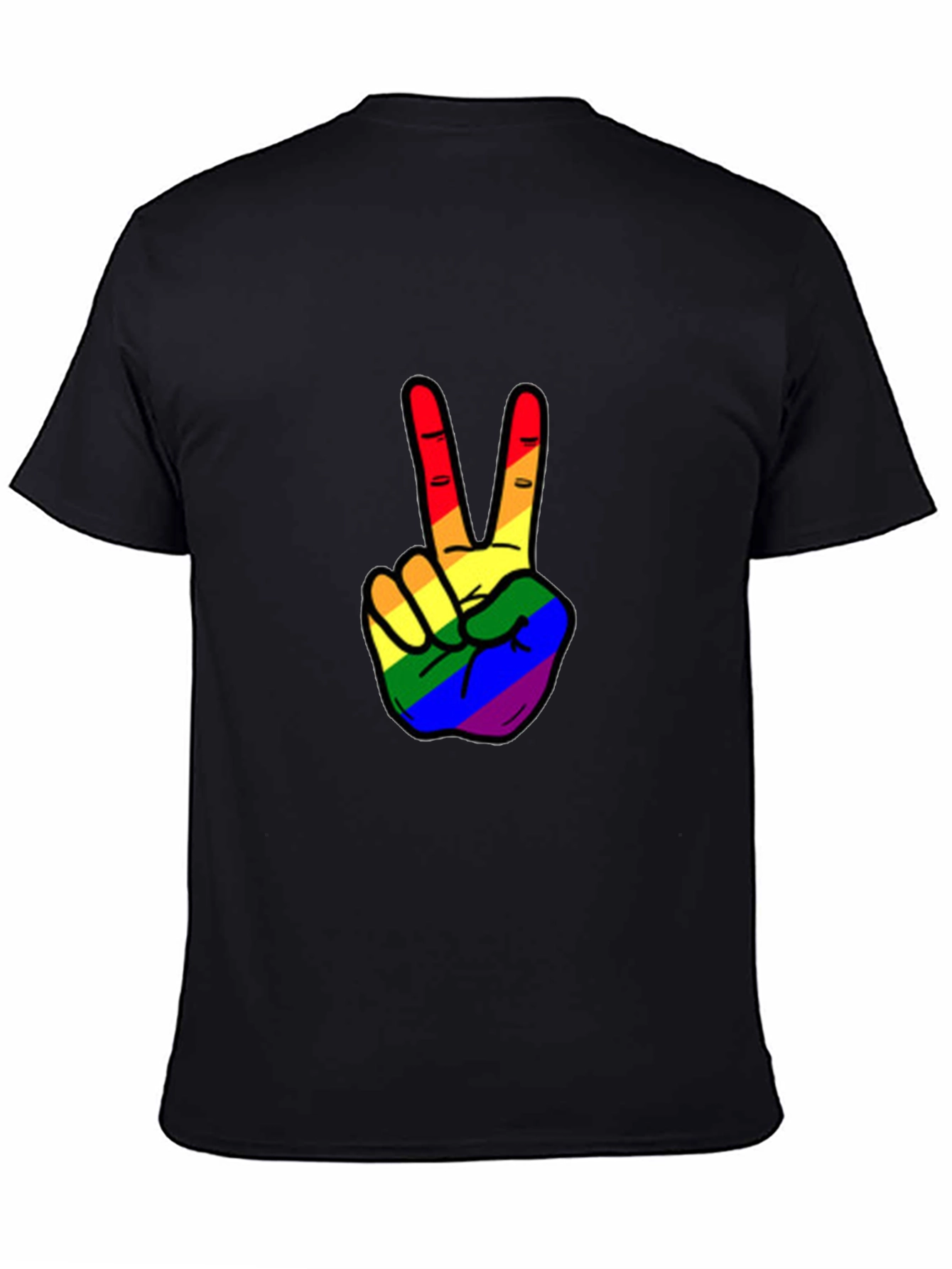Black Rainbow Peace Sign Graphic Tee view 4