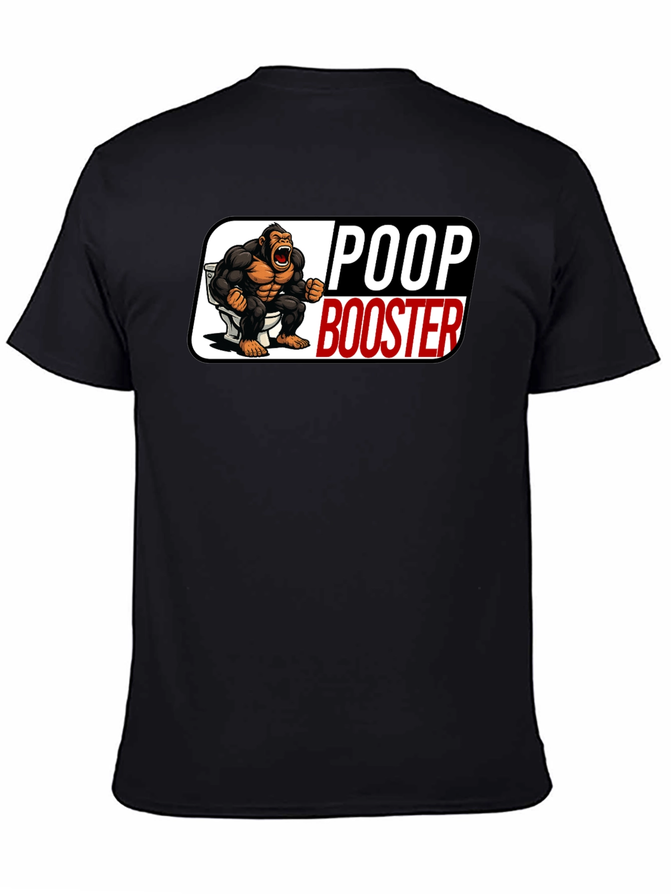 Black Poop Booster Gorilla Graphic T-Shirt view 4