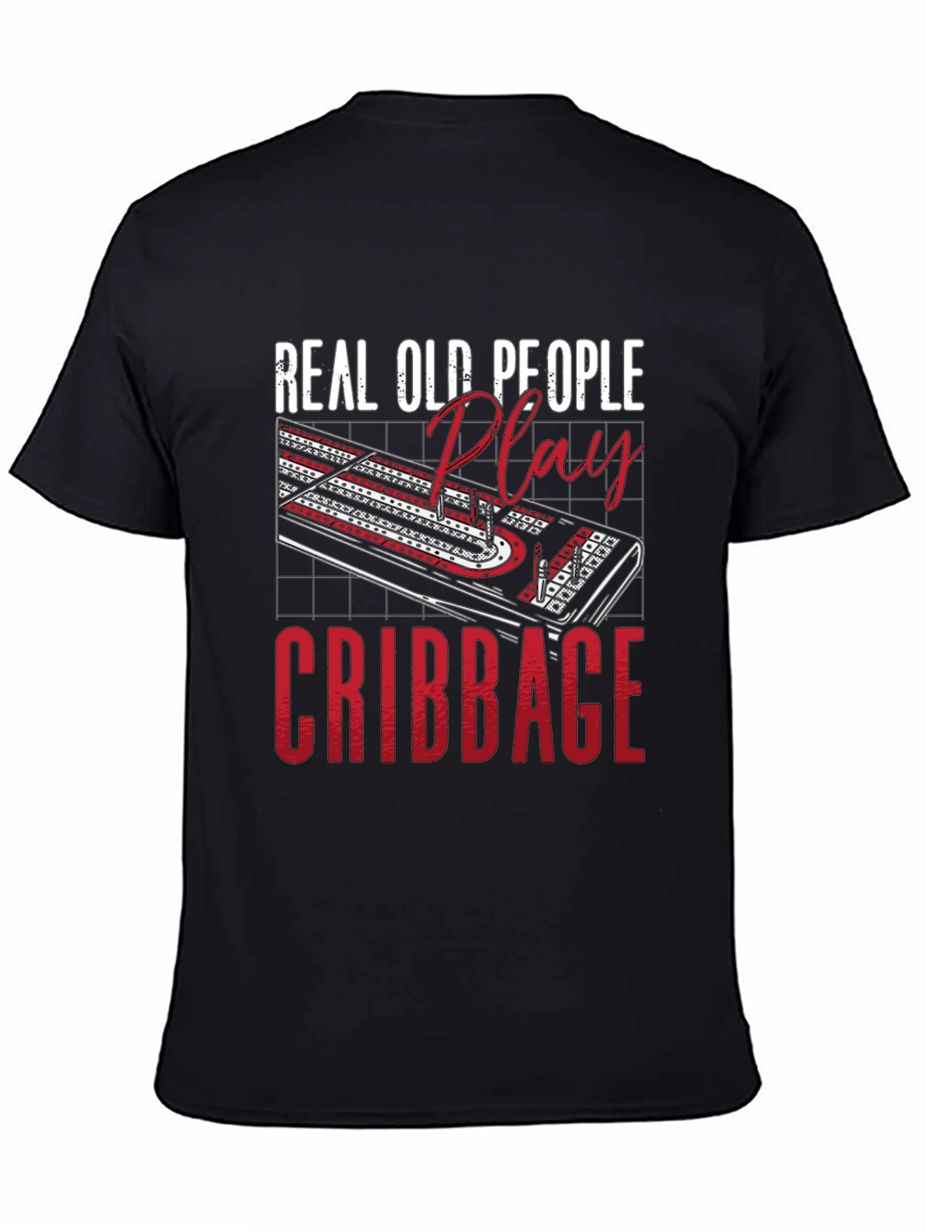 Black Real Old People Play Cribbage T-Shirt view 4