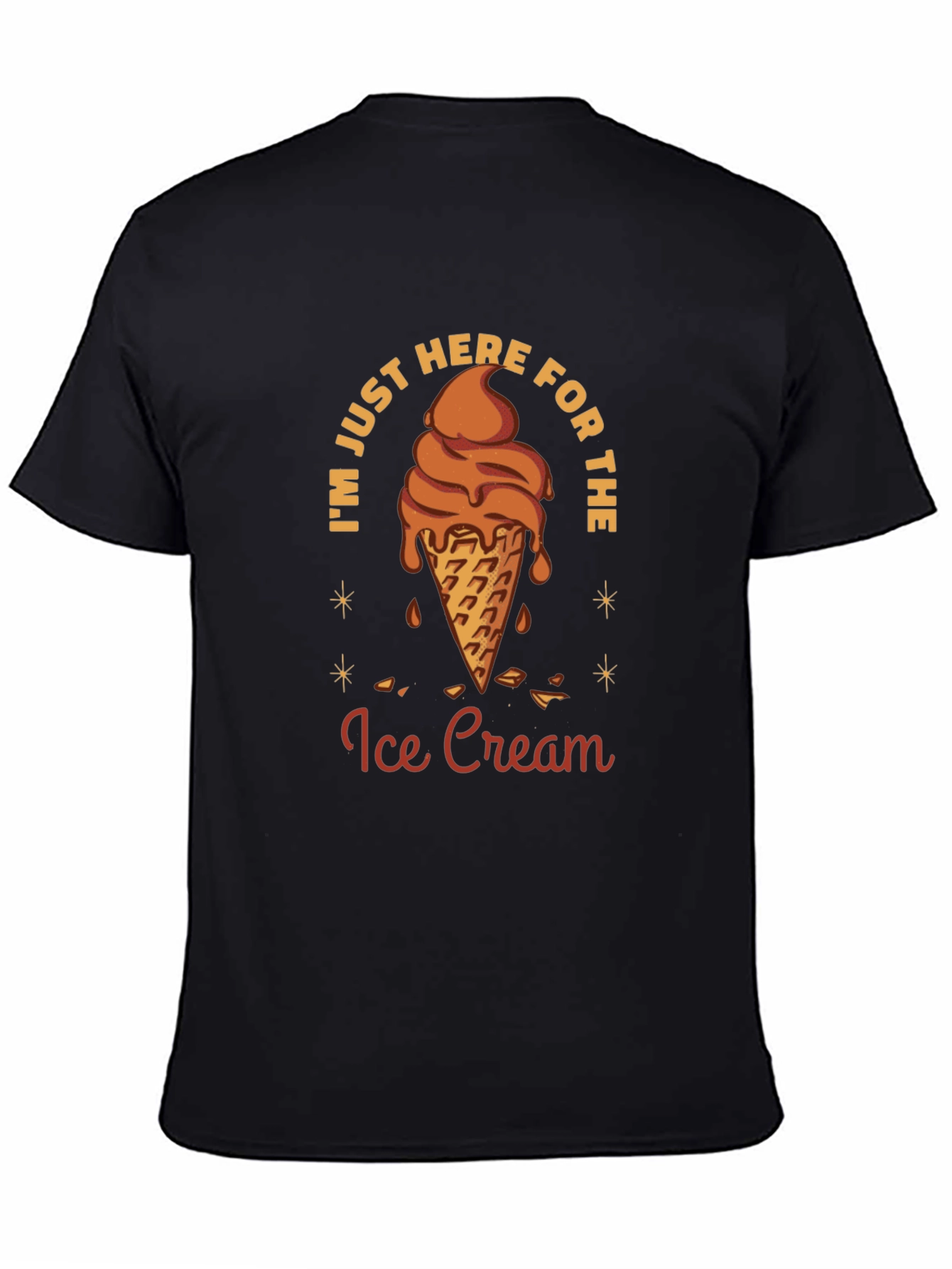 Black Ice Cream Lover Graphic Tee - "Just Here For The Ice Cream" view 4
