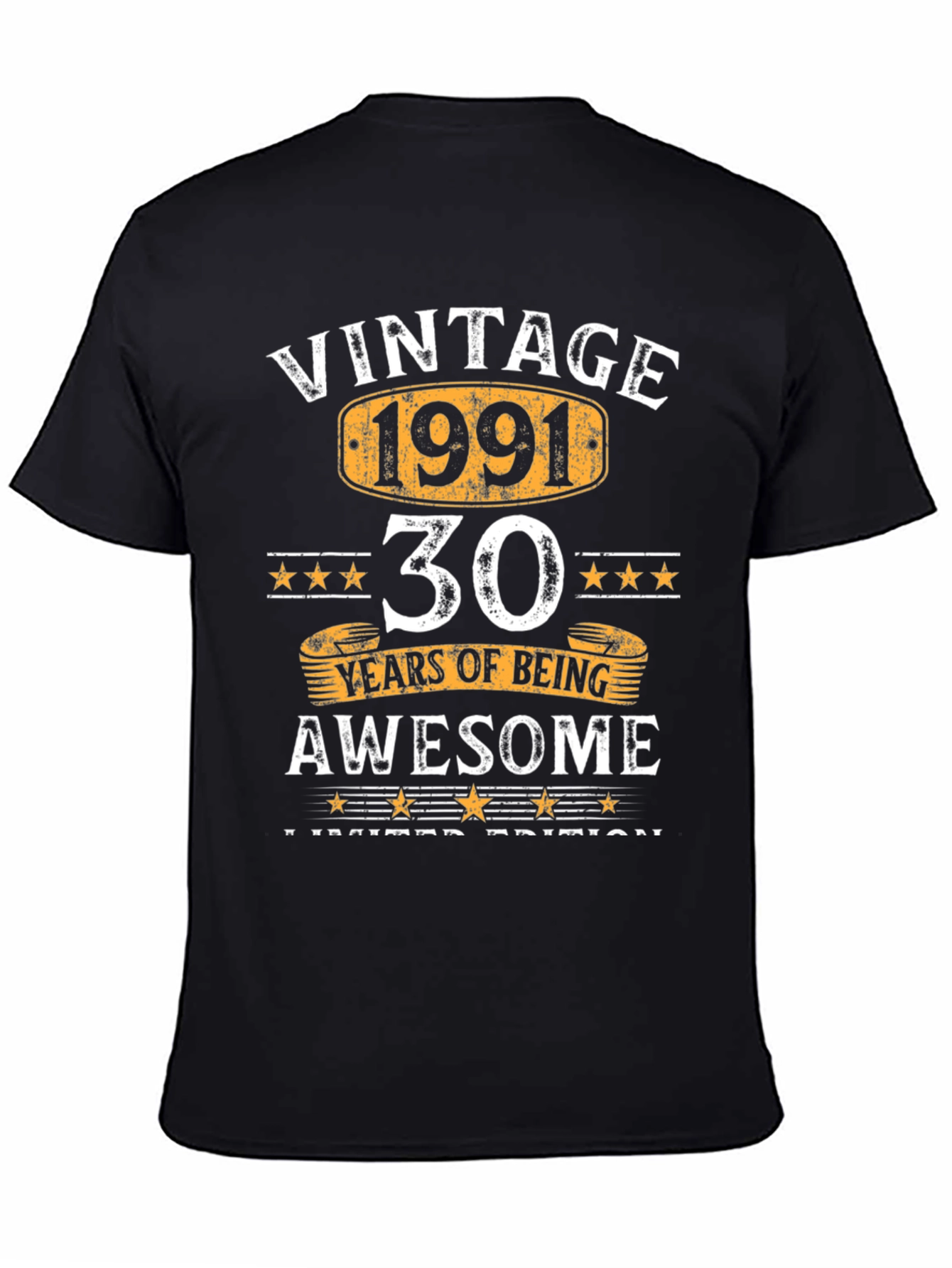 Black Vintage 1991 30 Years Awesome Limited Edition T-Shirt view 4