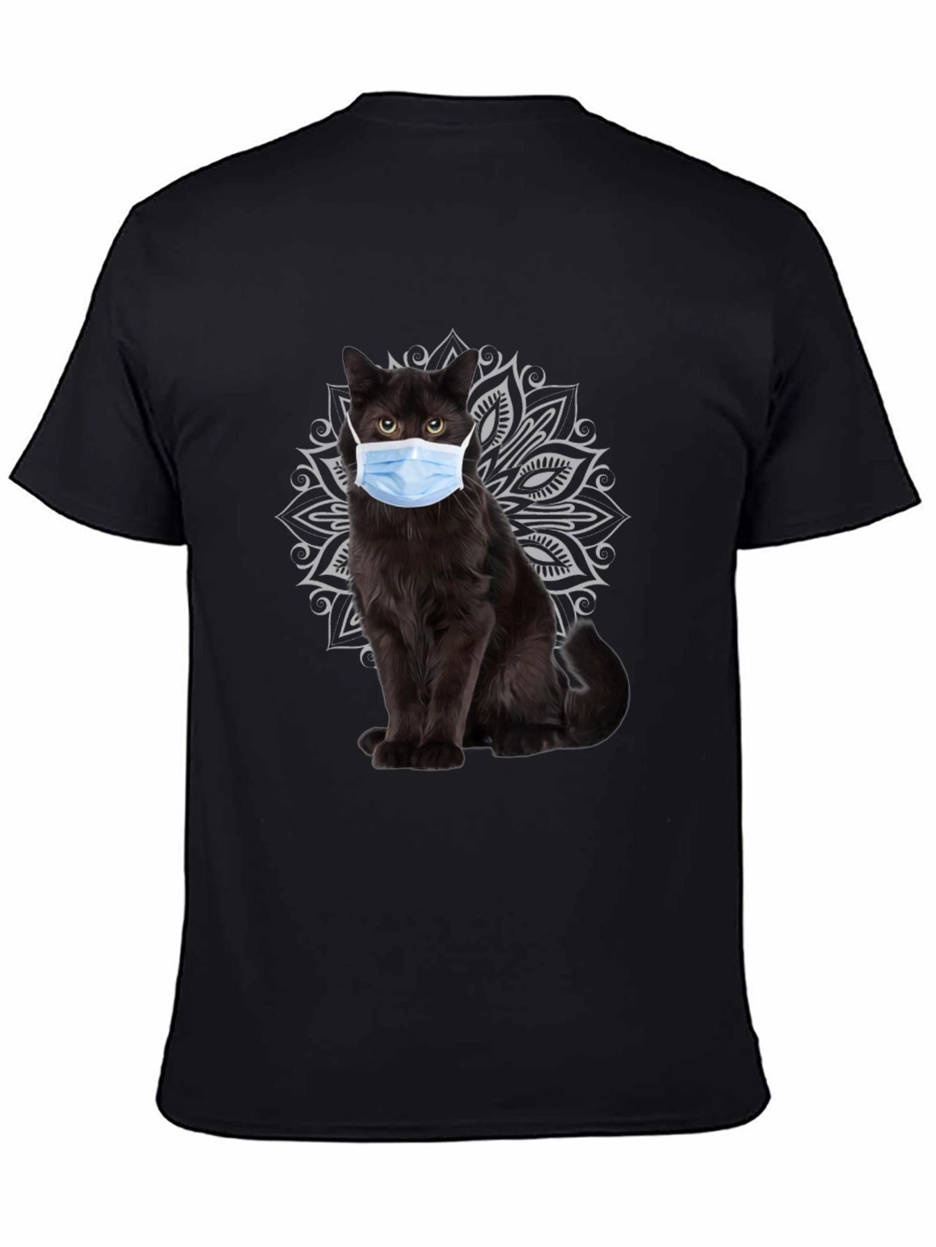 Black Masked Cat Graphic Tee - Unique Novelty T-Shirt view 4