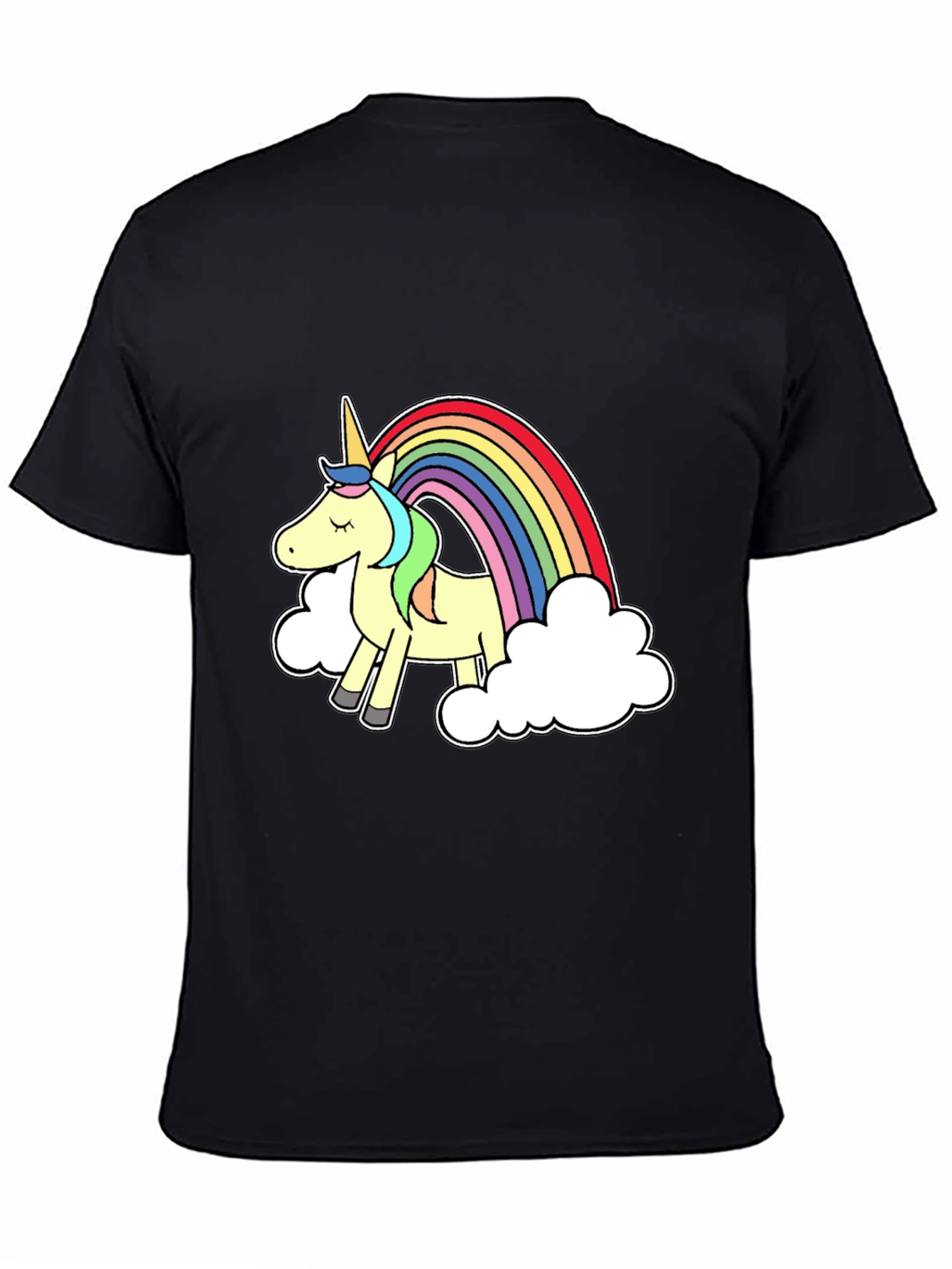 Black Unicorn Rainbow Graphic Tee - Black Cotton T-Shirt view 4