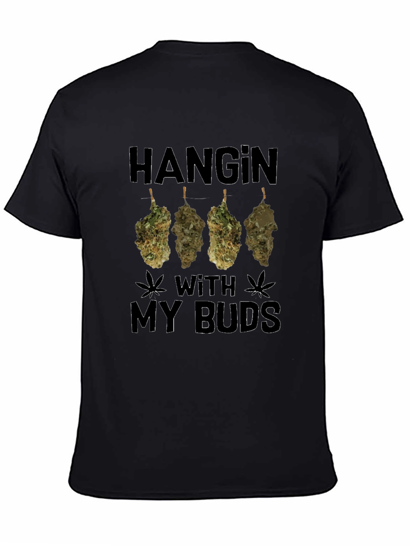Black Hanging With My Buds Graphic Tee - Marijuana Theme view 4