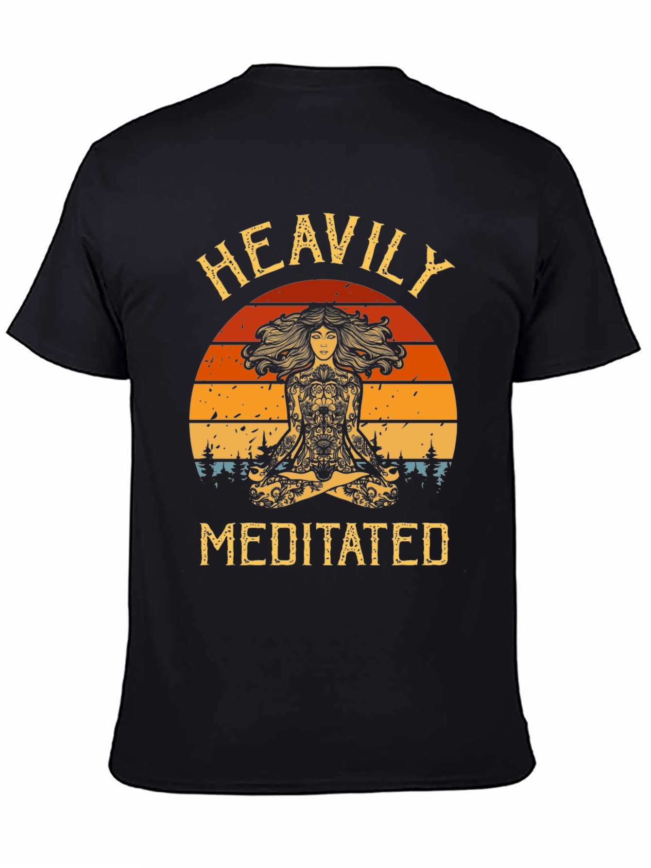 Black Heavily Meditated Graphic Tee - Yoga Meditation Shirt view 4