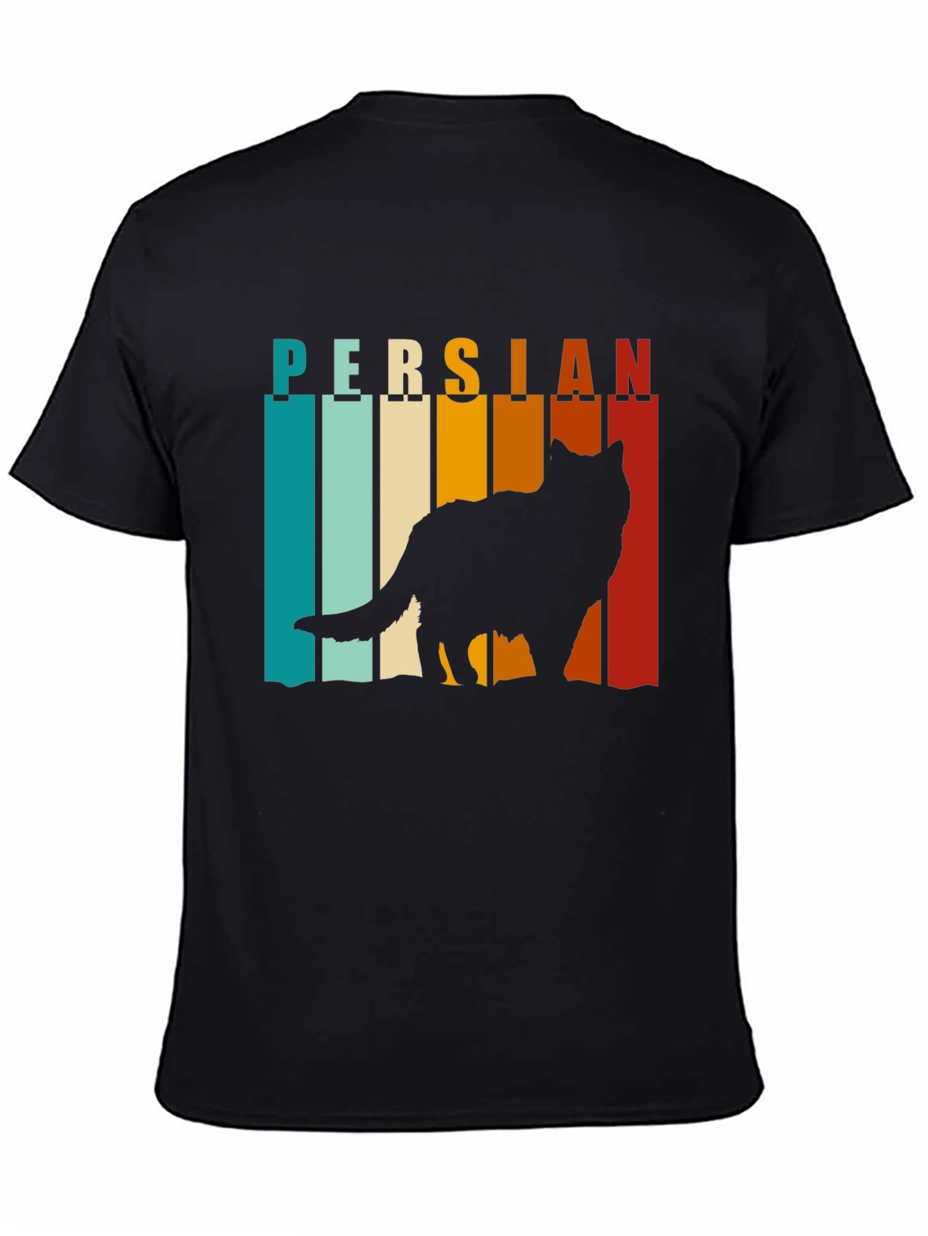 Black Retro Persian Cat T-Shirt view 4