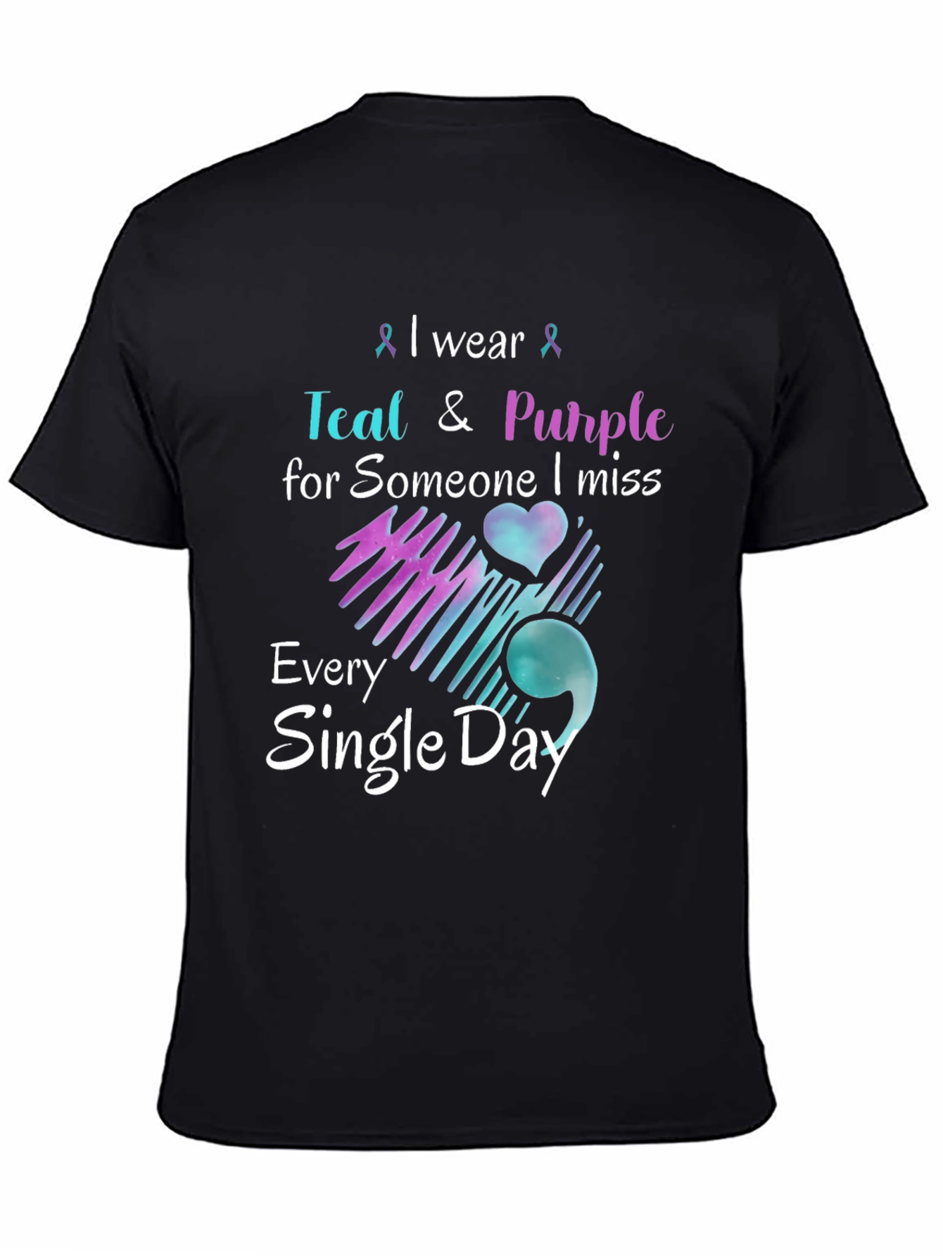 Black Teal & Purple Remembrance T-Shirt - Missed Loved One view 4
