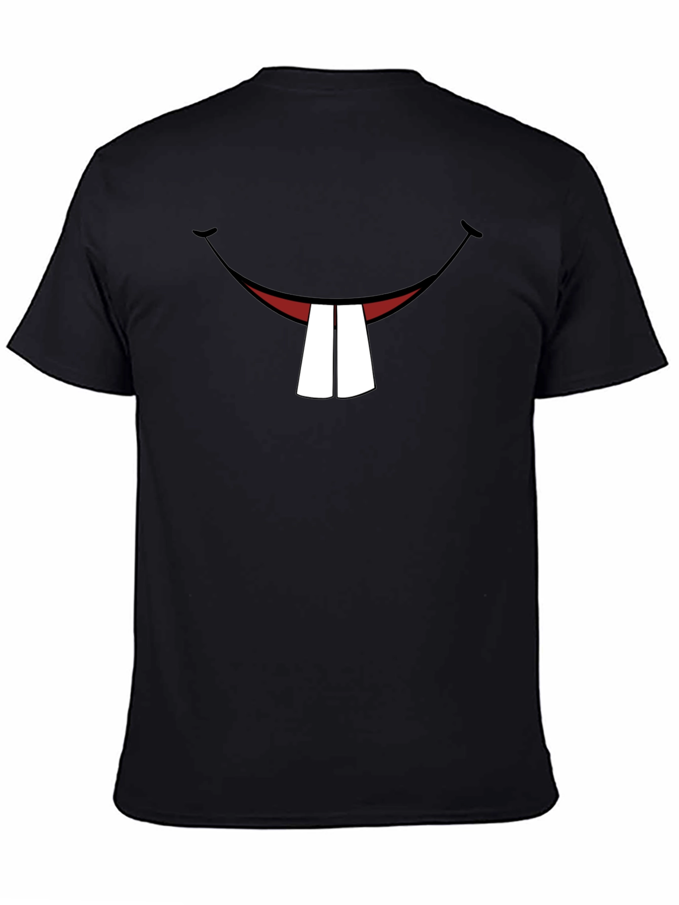 Black Funny Bunny Teeth Graphic Black T-Shirt view 4