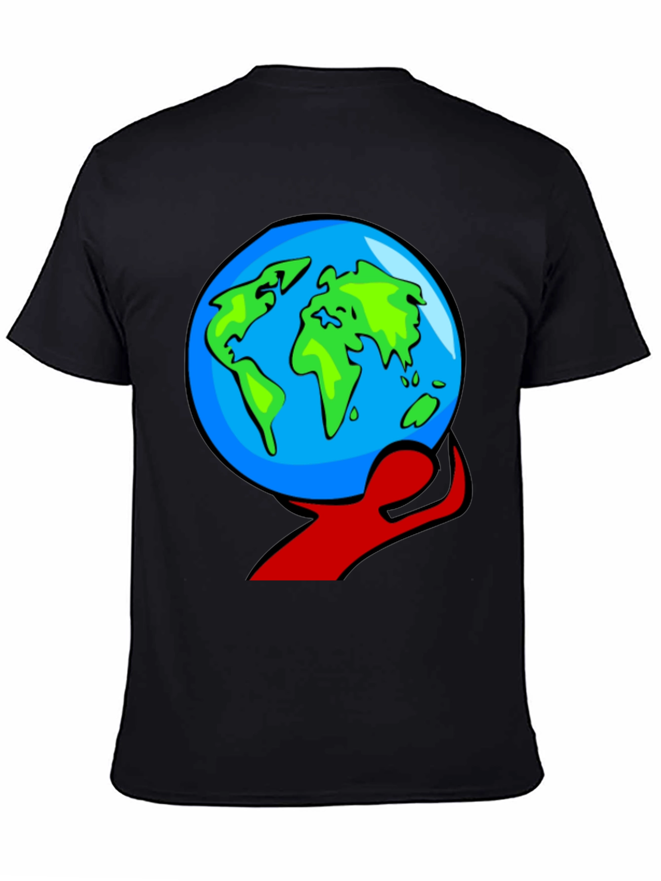 Black World in Hand Graphic Tee - Black Cotton T-Shirt view 4