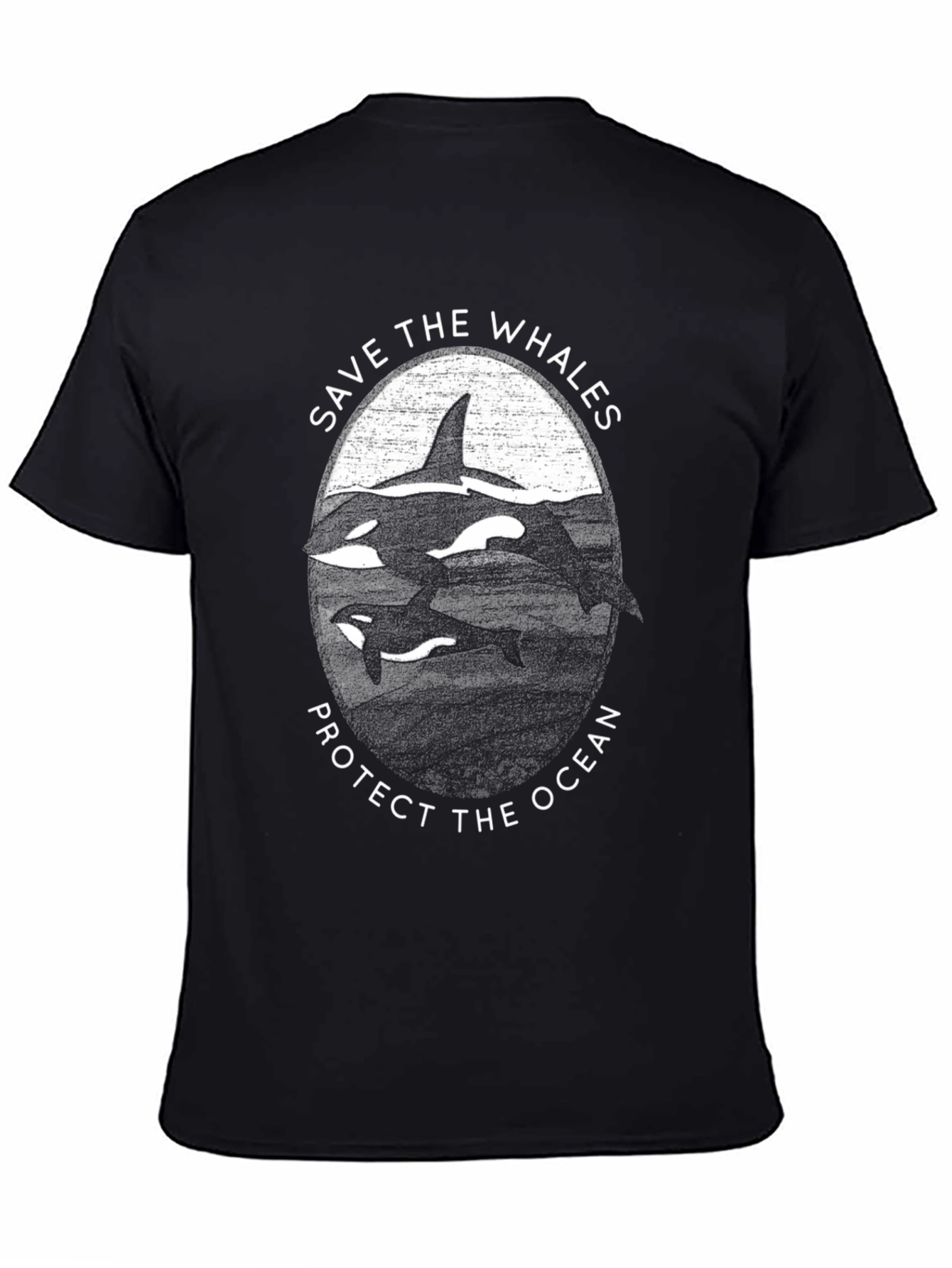 Black Save the Whales Graphic Tee - Ocean Conservation Shirt view 4
