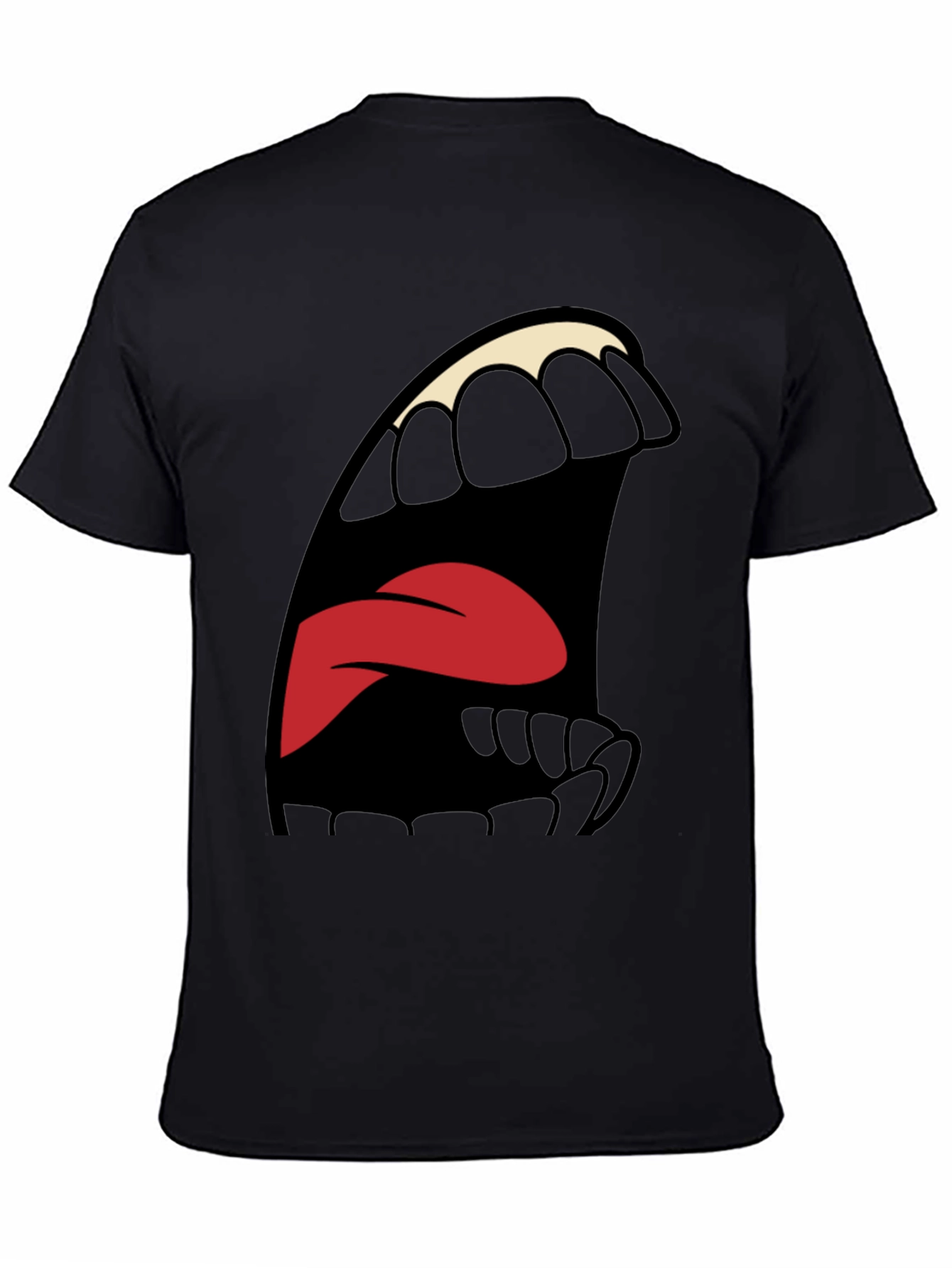 Black Cartoon Mouth Graphic Tee - Expressive Style view 4