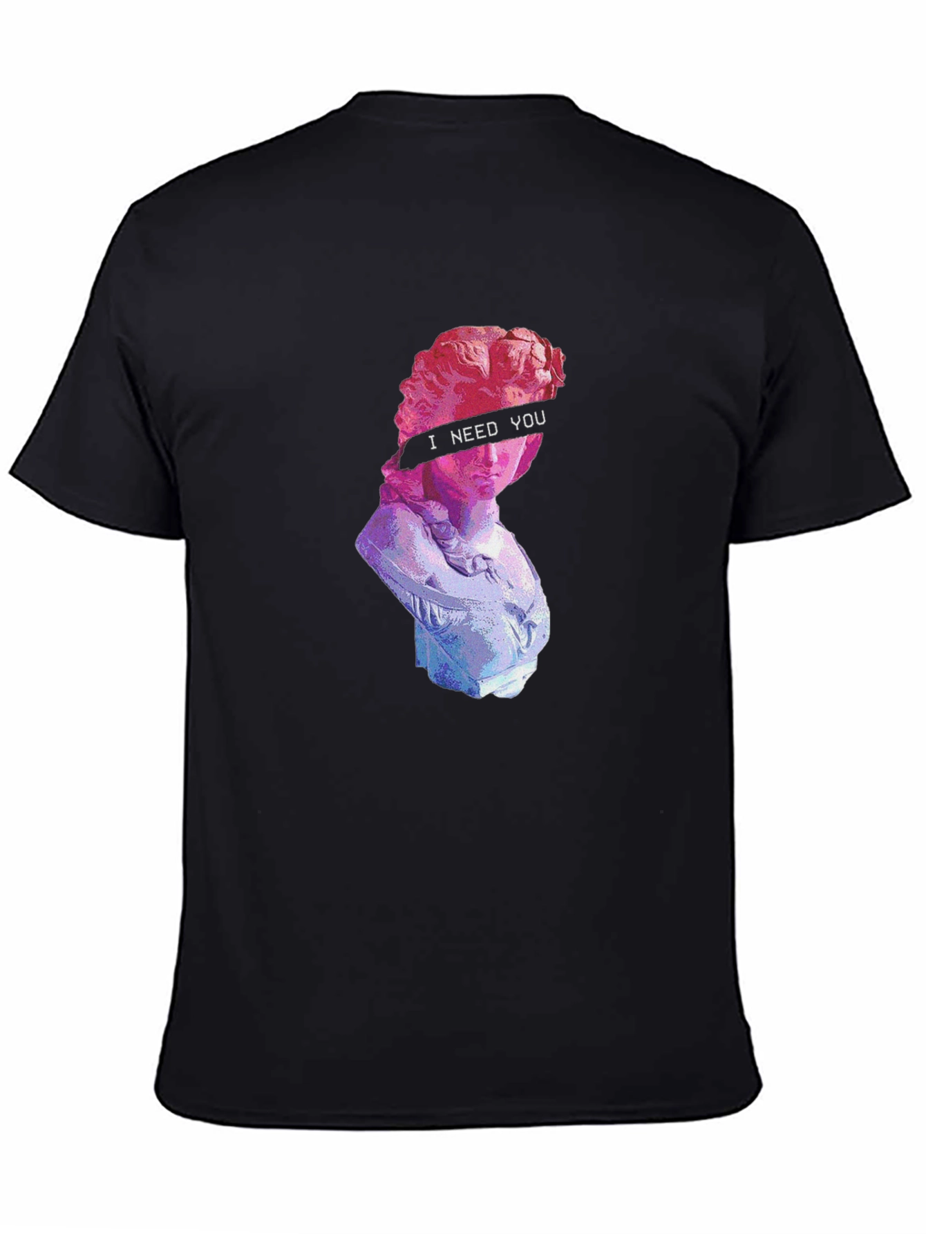 Black Vaporwave Statue Graphic T-Shirt view 4
