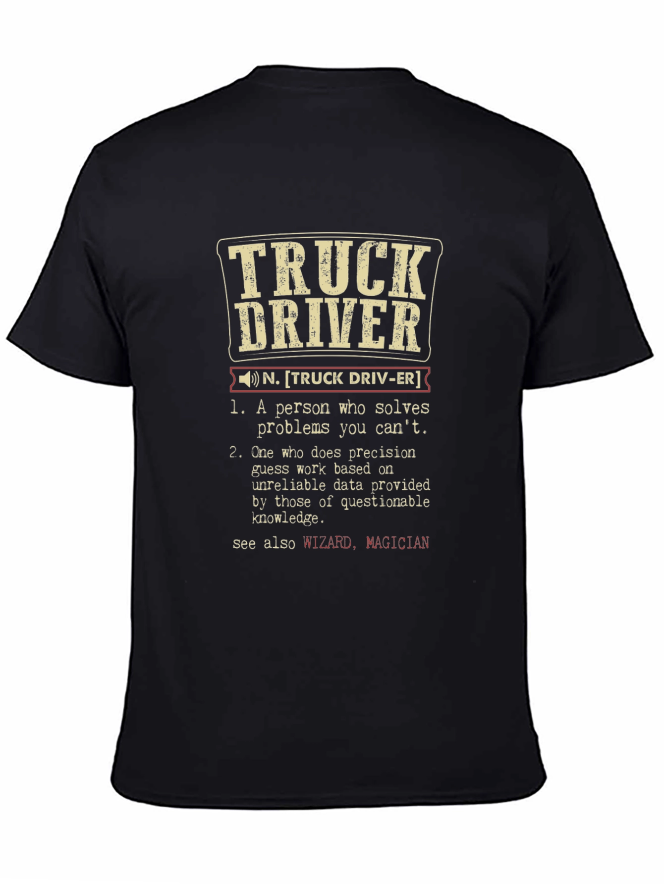 Black Truck Driver Definition Graphic Tee view 4