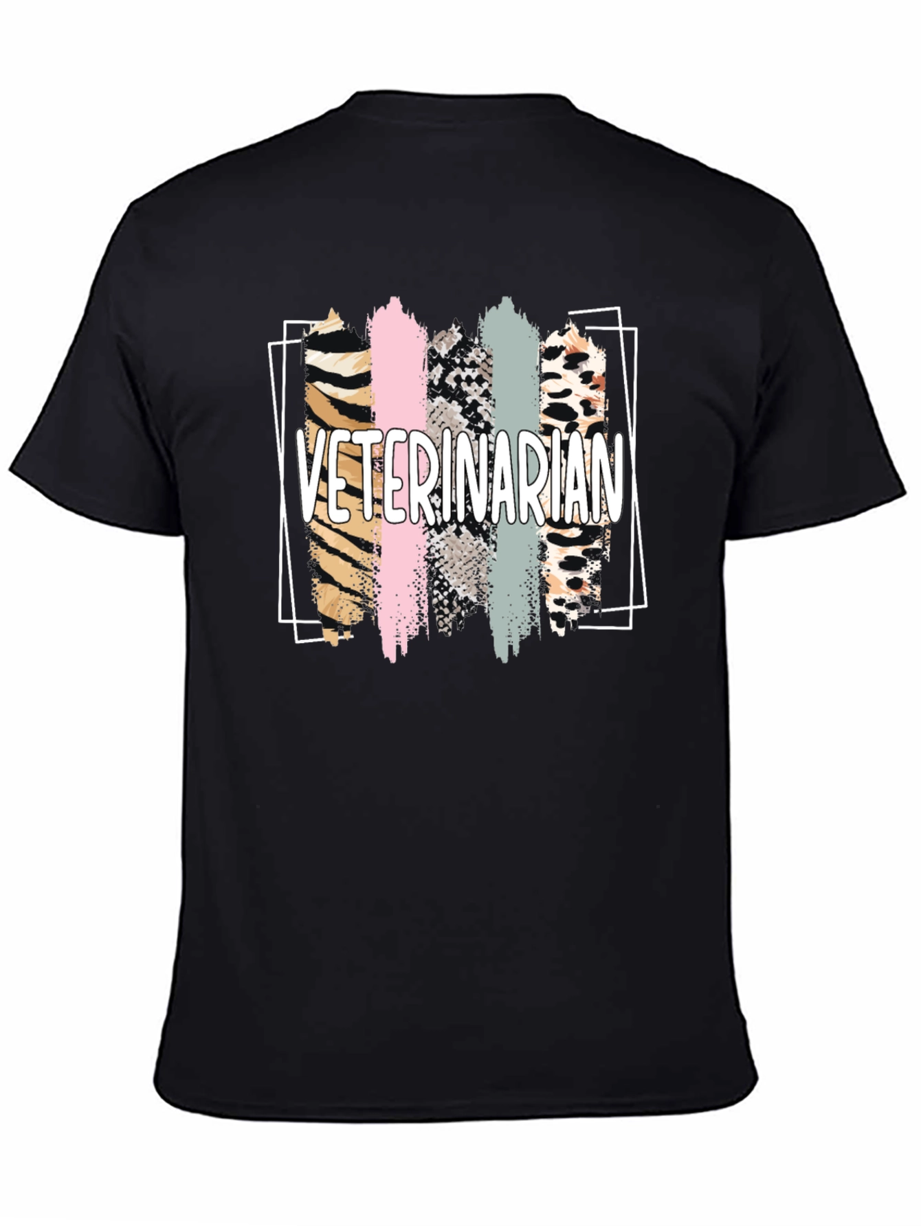 Black Veterinarian Animal Print T-Shirt view 4