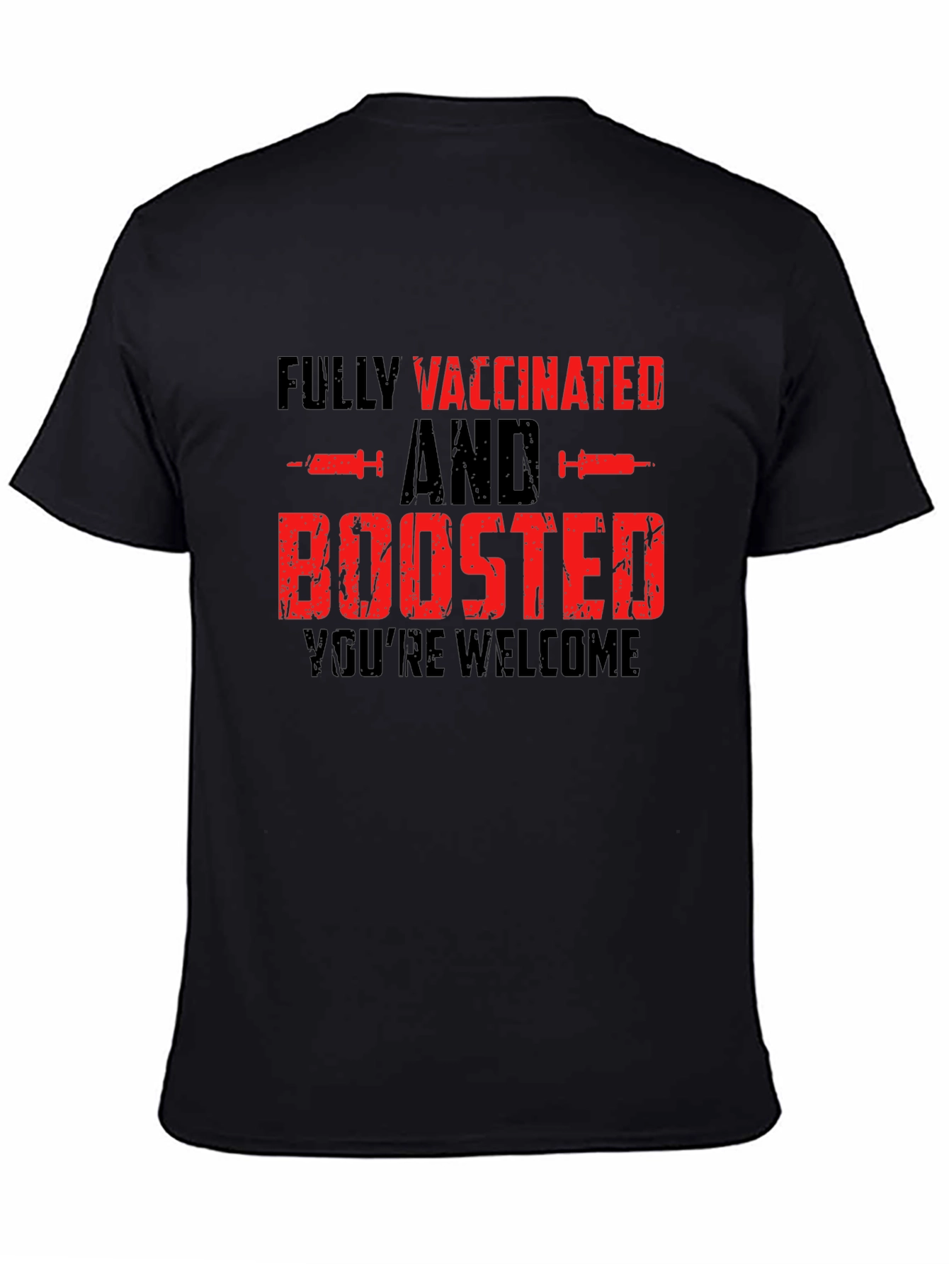 Black Fully Vaccinated & Boosted Novelty T-Shirt view 4