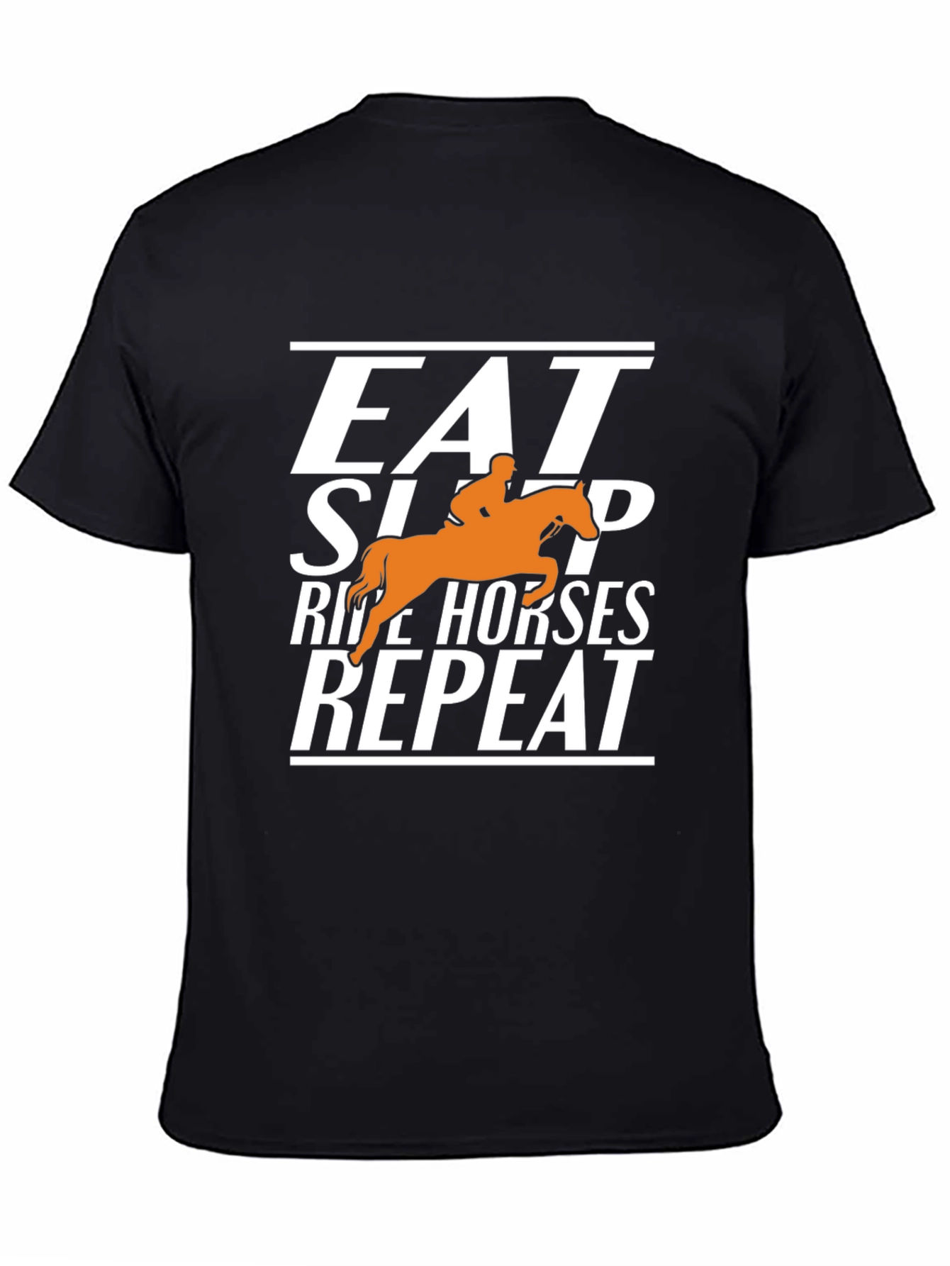 Black Eat Sleep Ride Horses Repeat Graphic Tee view 4