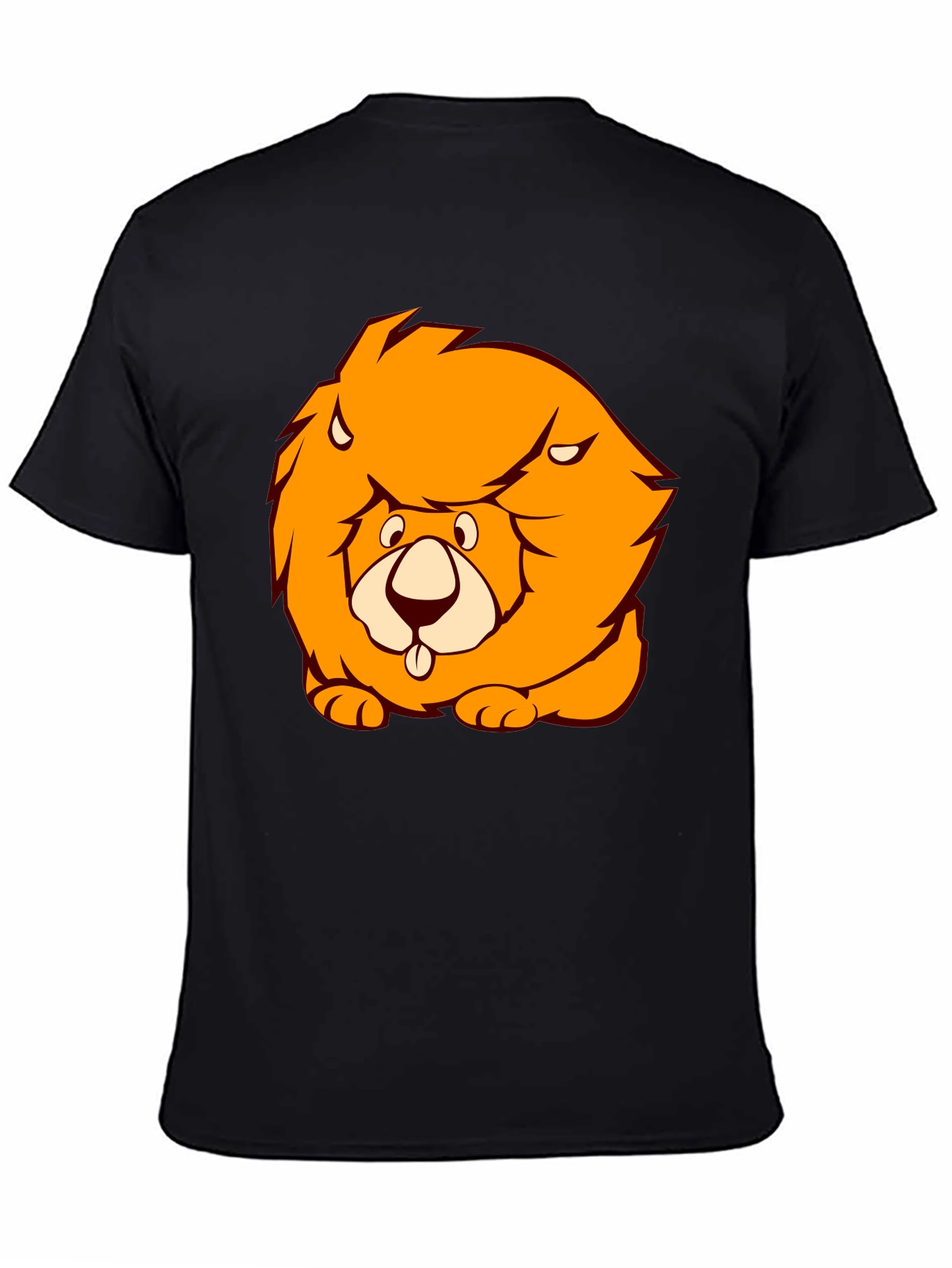 Black Lion Cartoon Graphic Black T-Shirt view 4