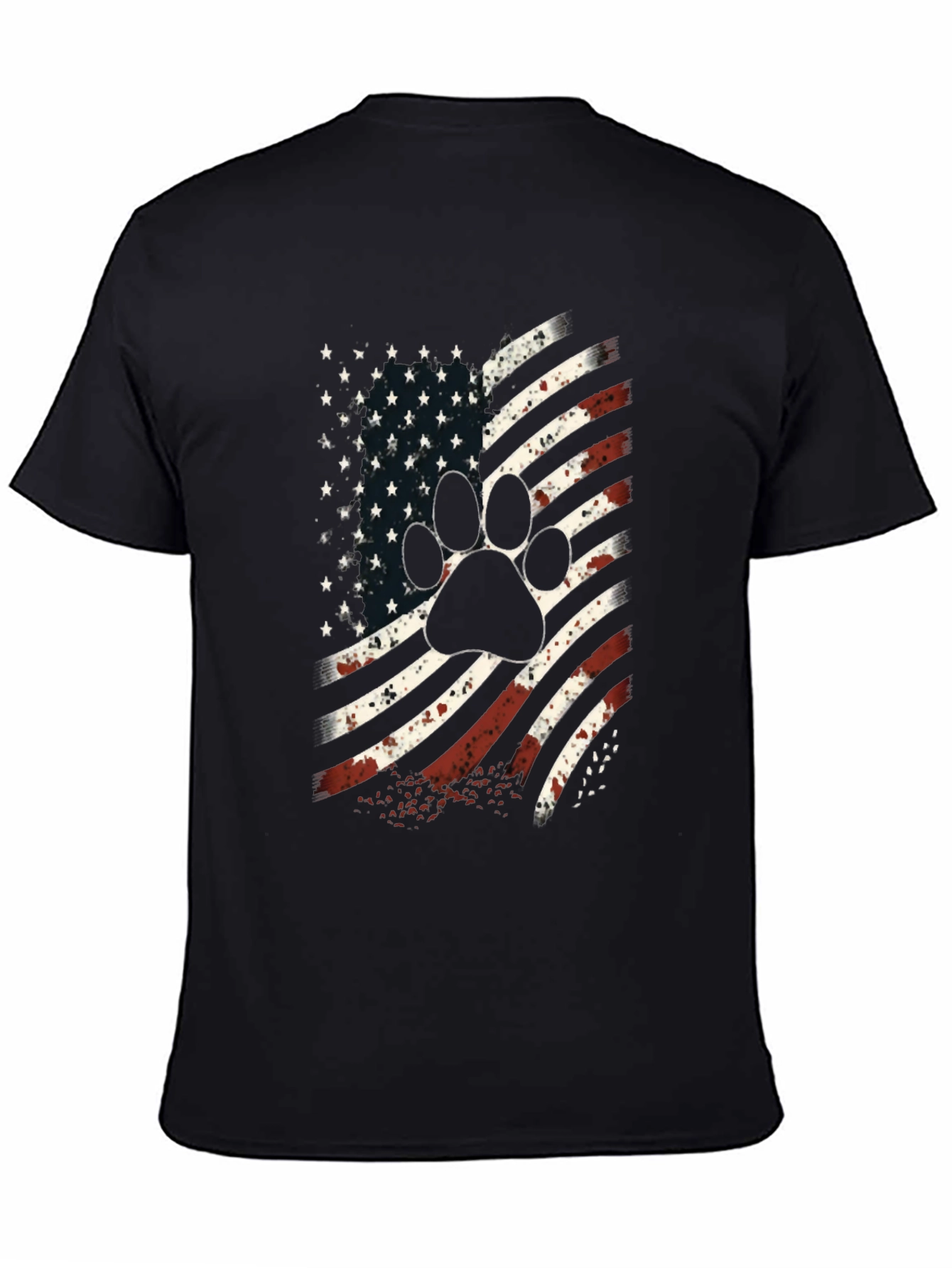 Black Patriotic Paw Print USA Flag Graphic T-Shirt view 4