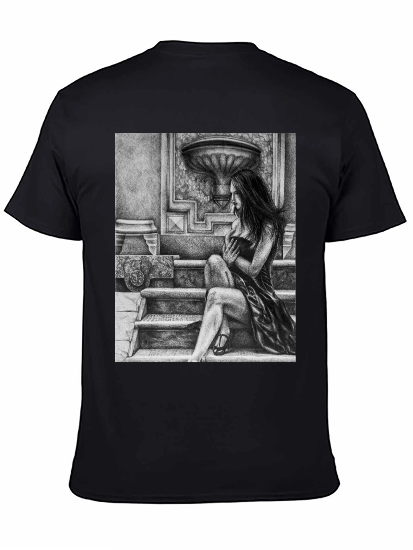 Black Elegant Woman Art Black T-Shirt view 4