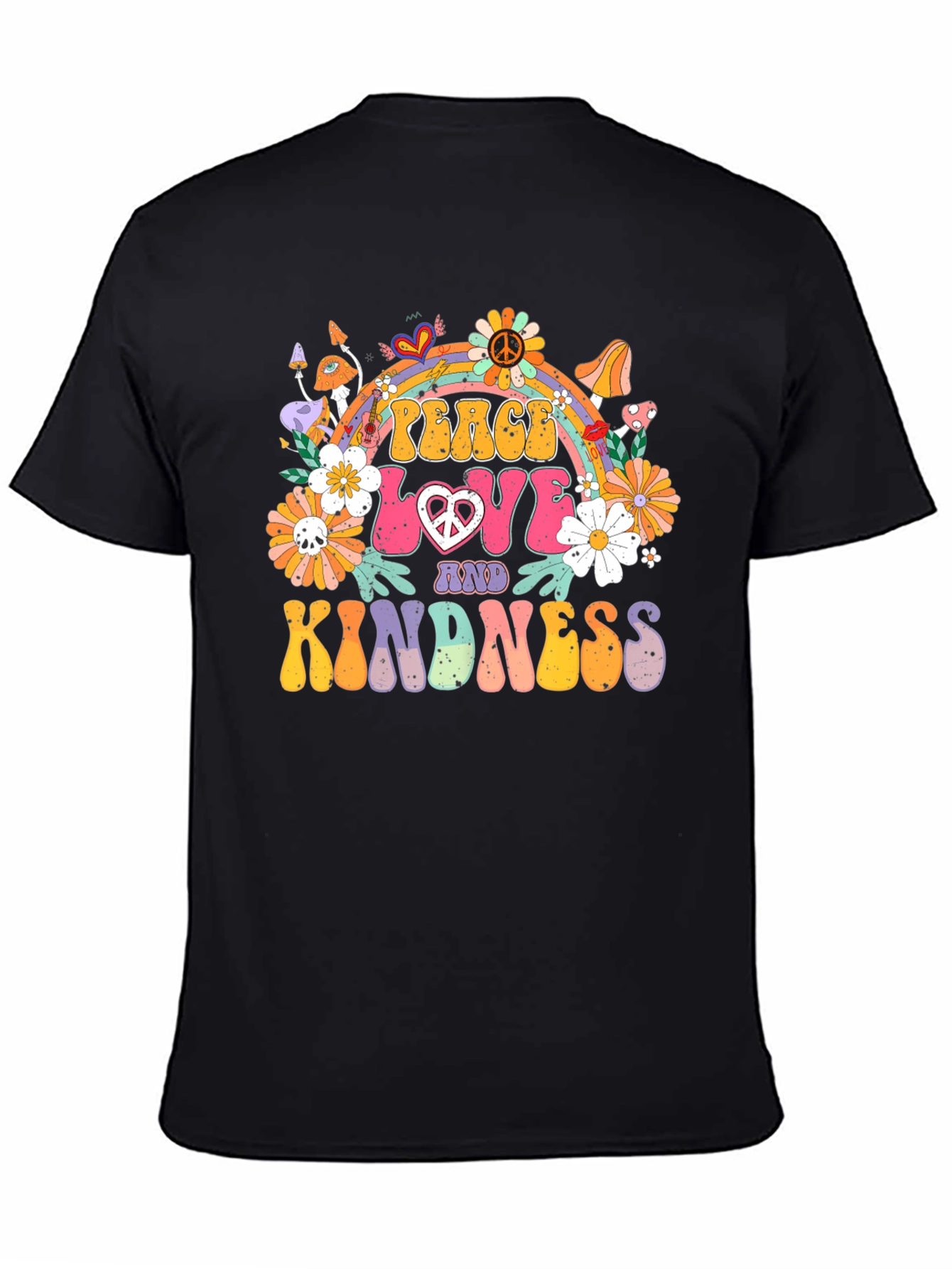 Black Peace Love Kindness Retro Graphic Tee view 4