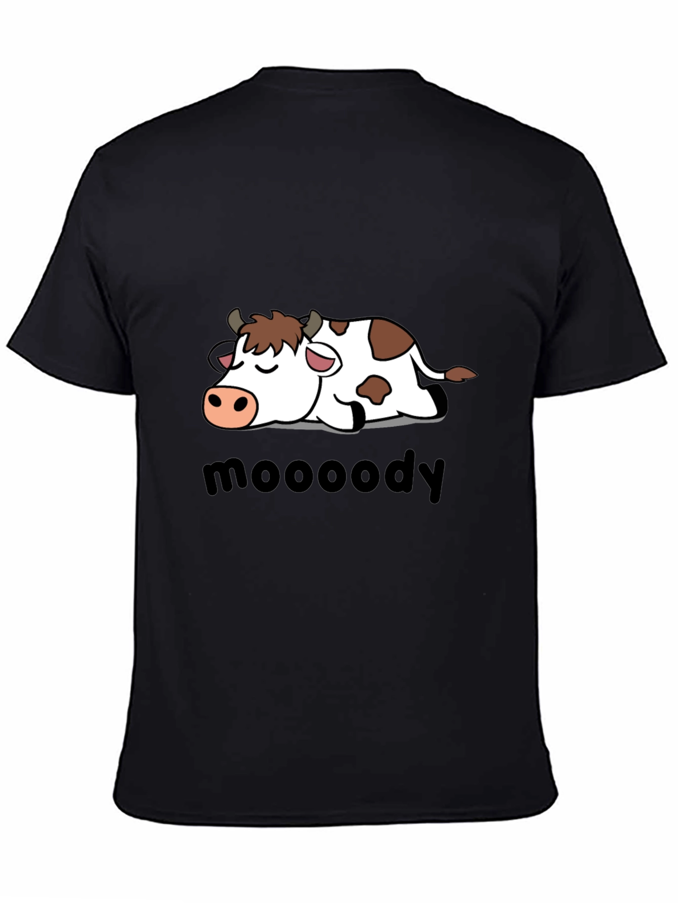 Black Moody Cow Graphic Tee - Black Cotton T-Shirt view 4