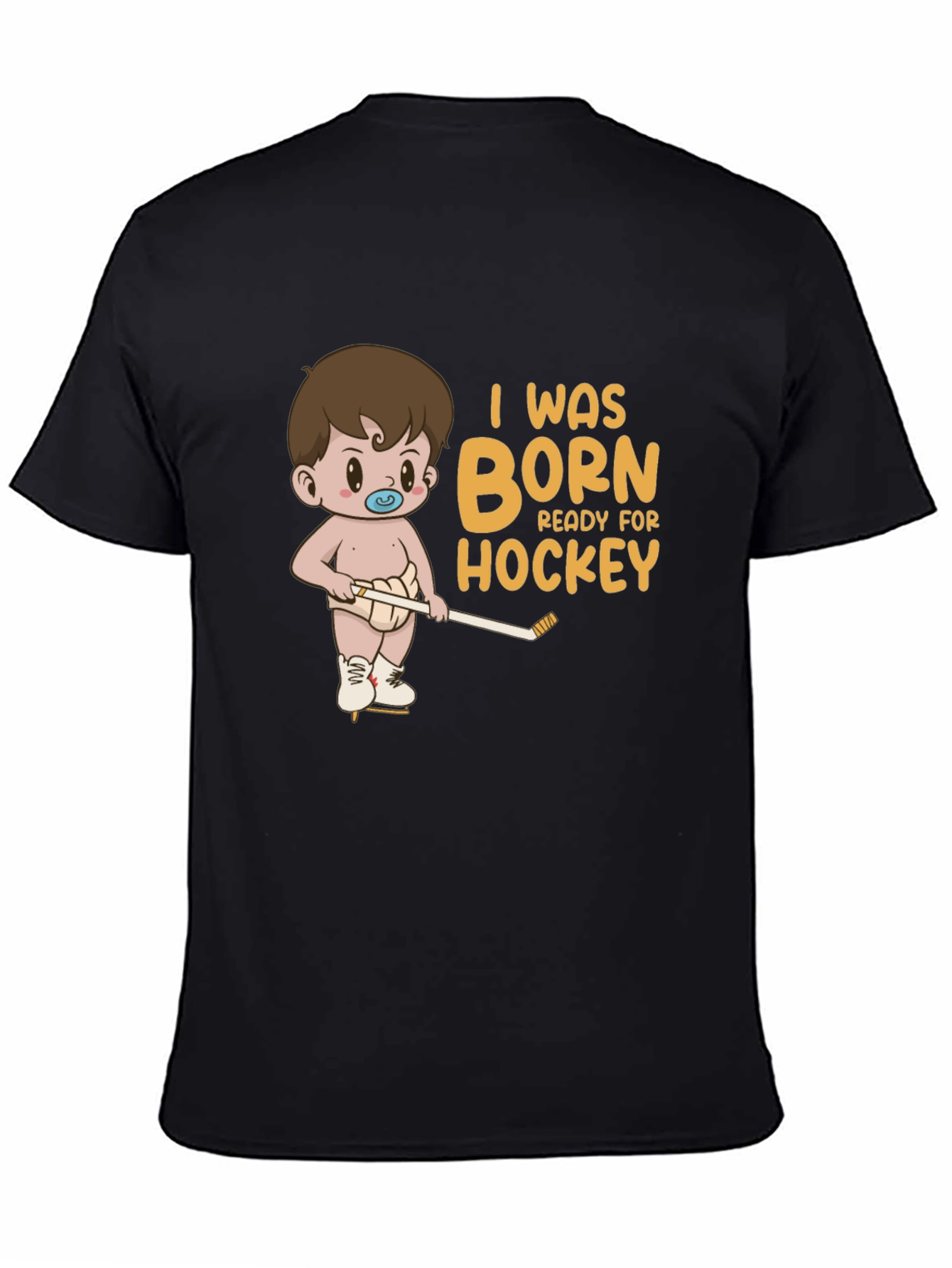 Black Born Ready for Hockey Graphic T-Shirt view 4