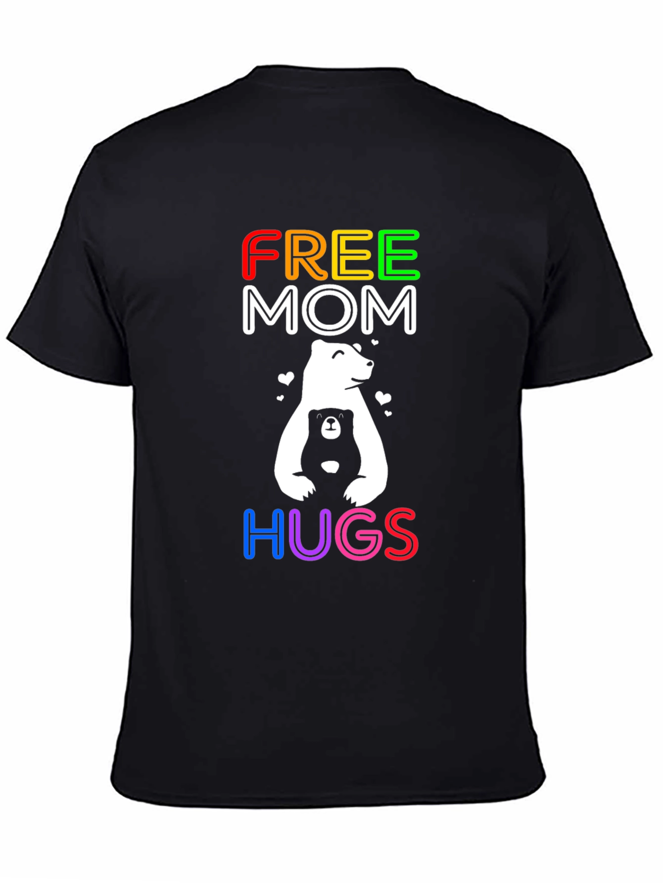 Black Free Mom Hugs Bear Graphic Tee view 4