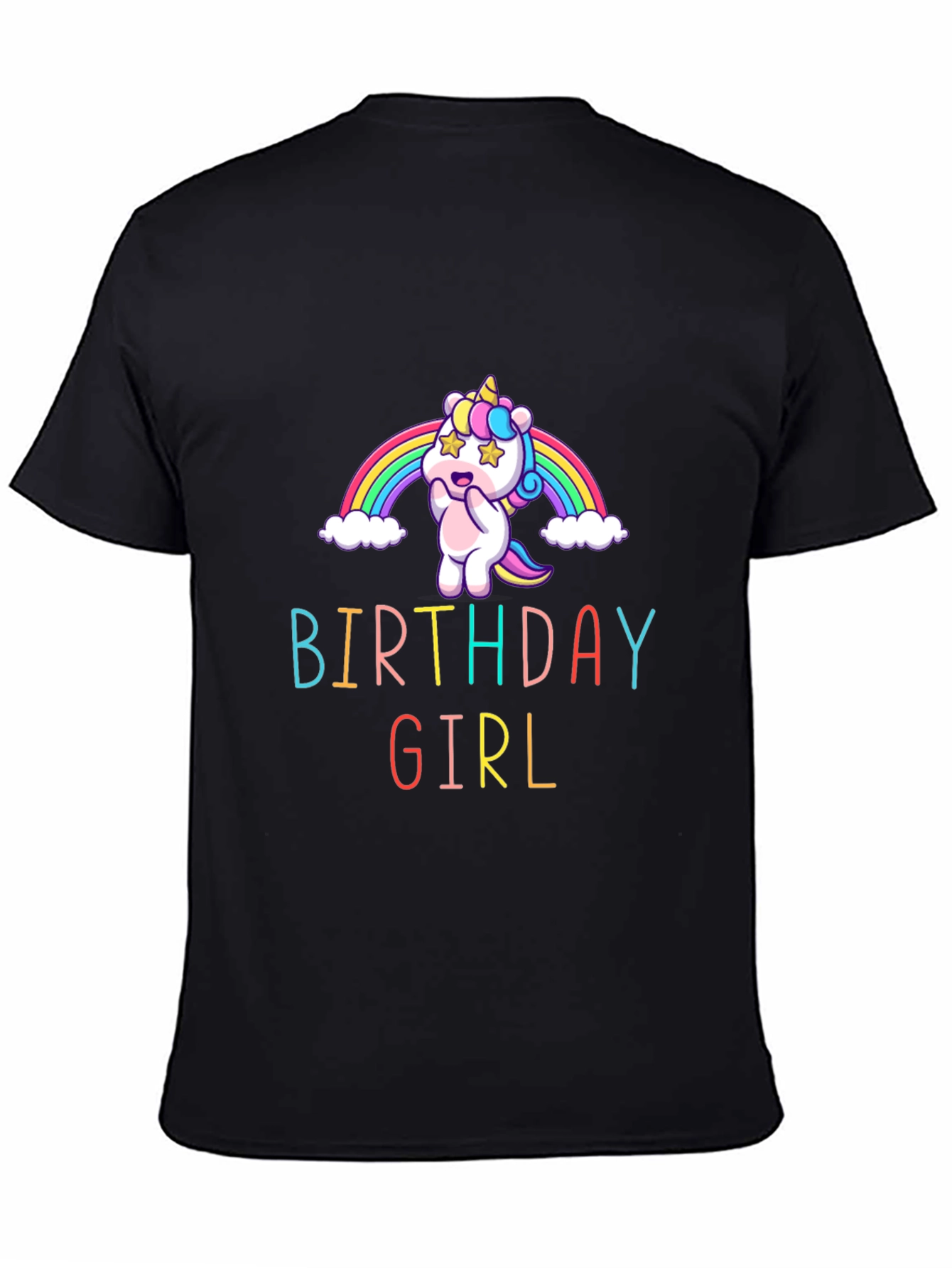 Black Birthday Girl Unicorn Graphic Tee view 4