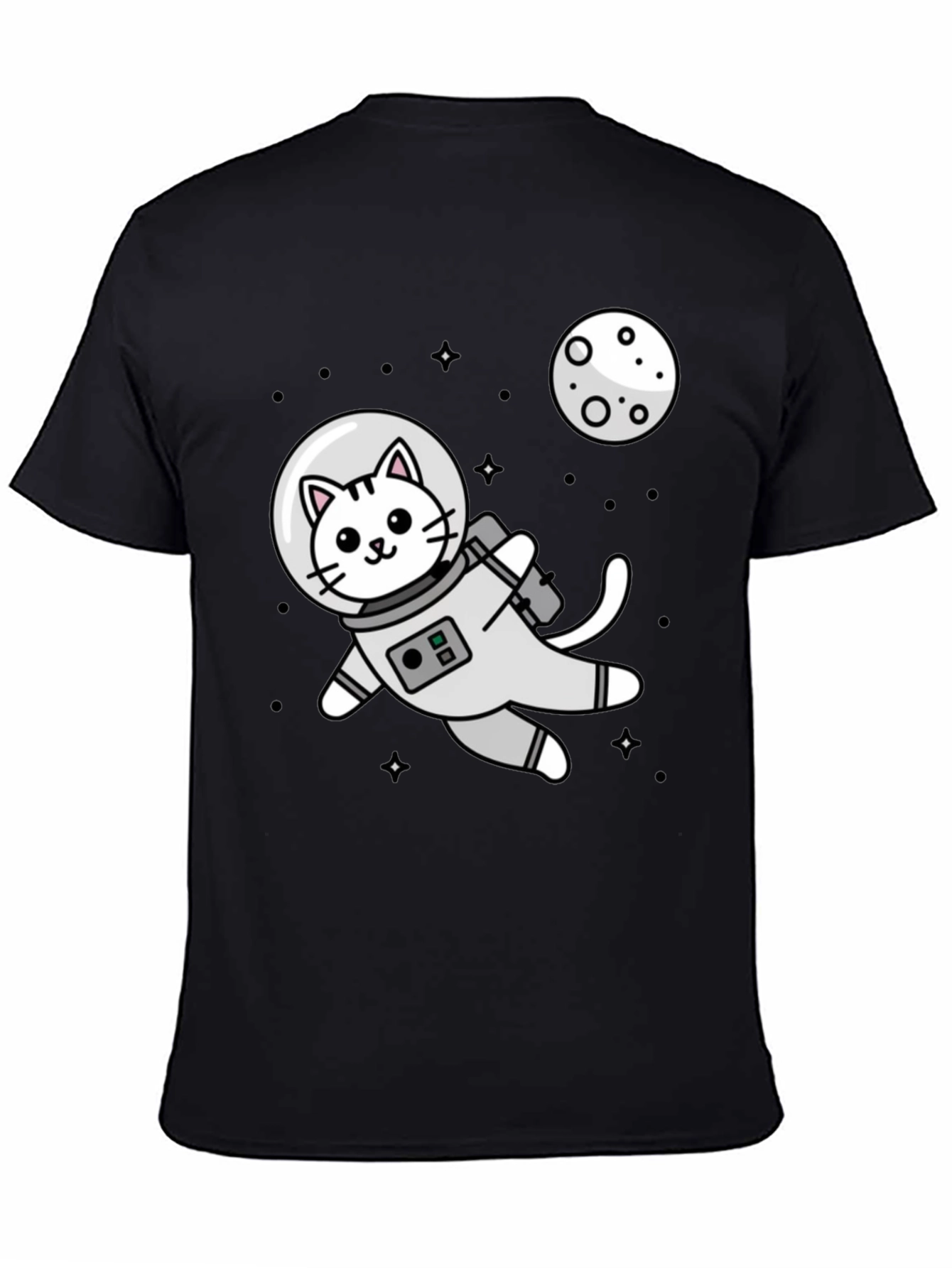 Black Astronaut Cat Graphic T-Shirt - Space Kitten Tee view 4