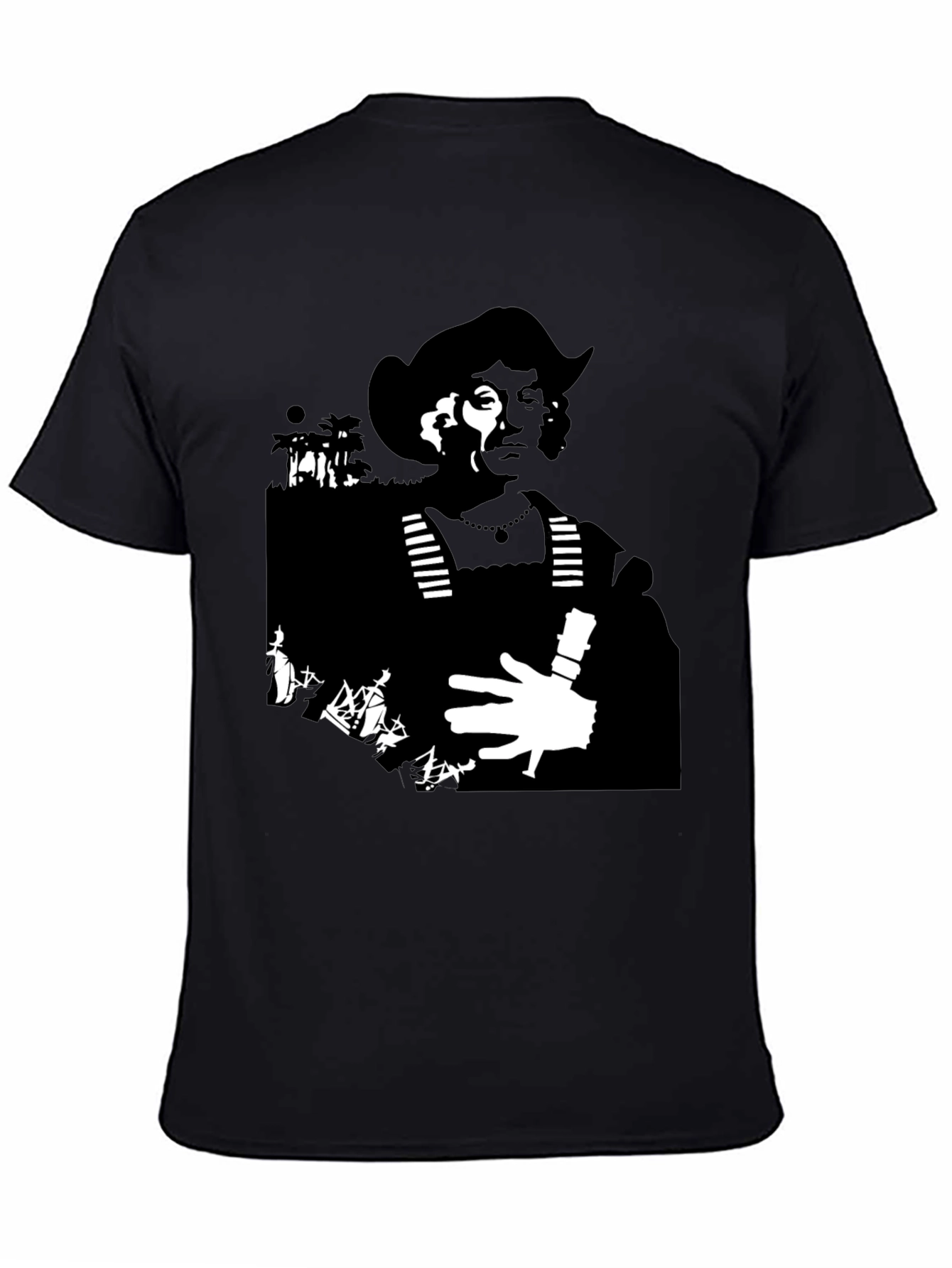 Black Silhouette Graphic Tee - Black Cotton Blend view 4