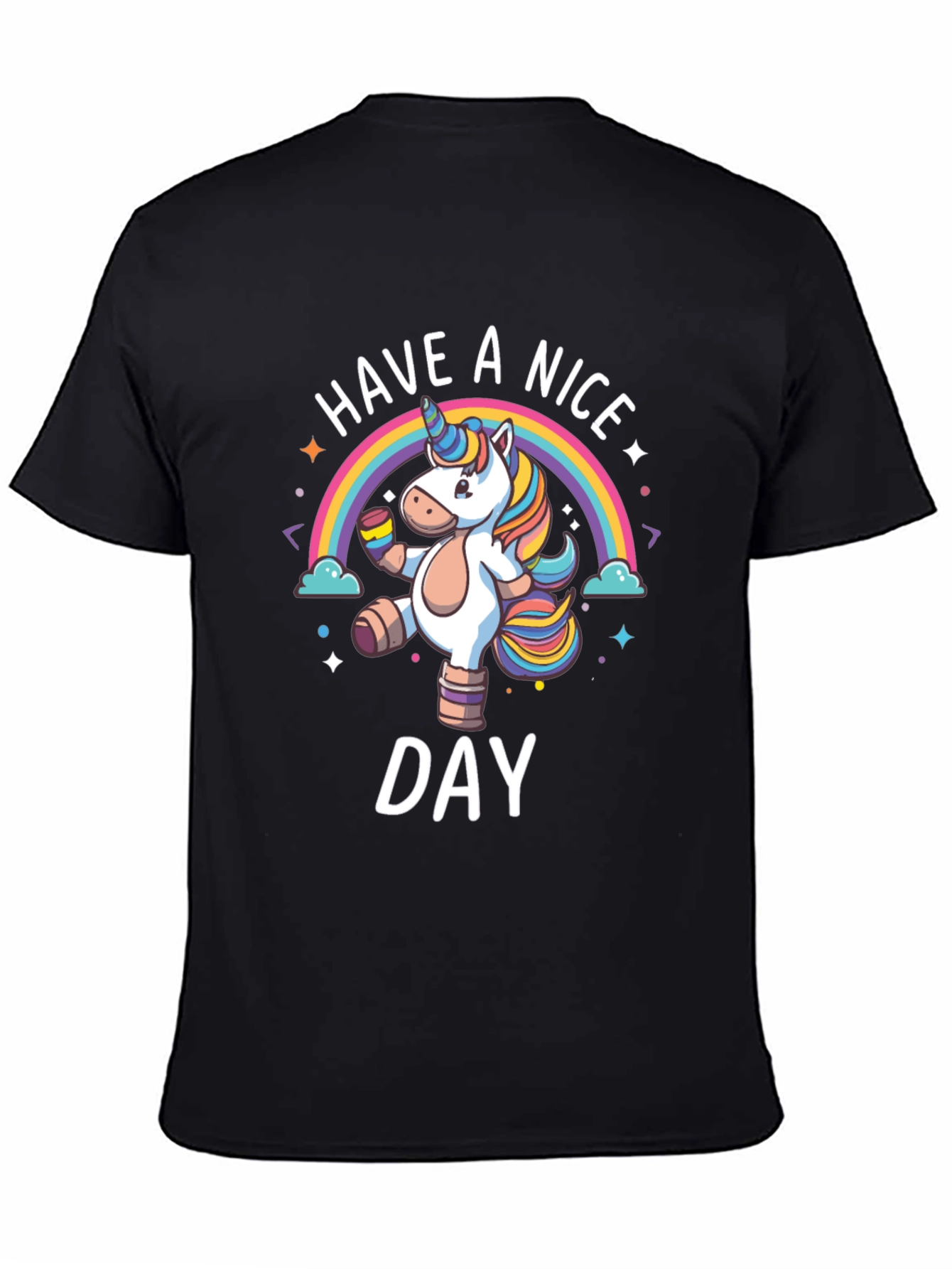 Black Unicorn Rainbow Graphic T-Shirt - Have A Nice Day view 4