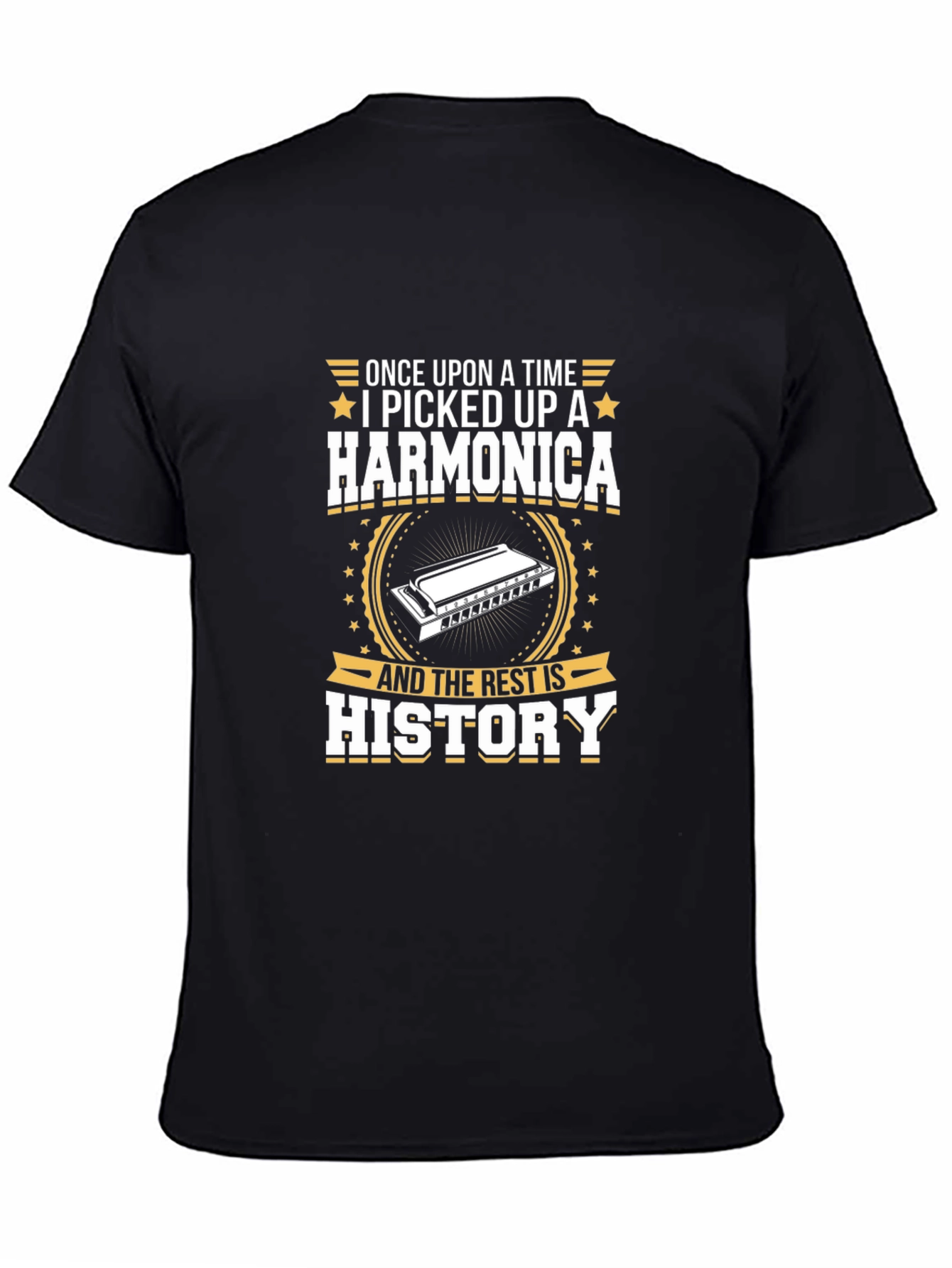 Black Harmonica History T-Shirt - Musician Gift view 4