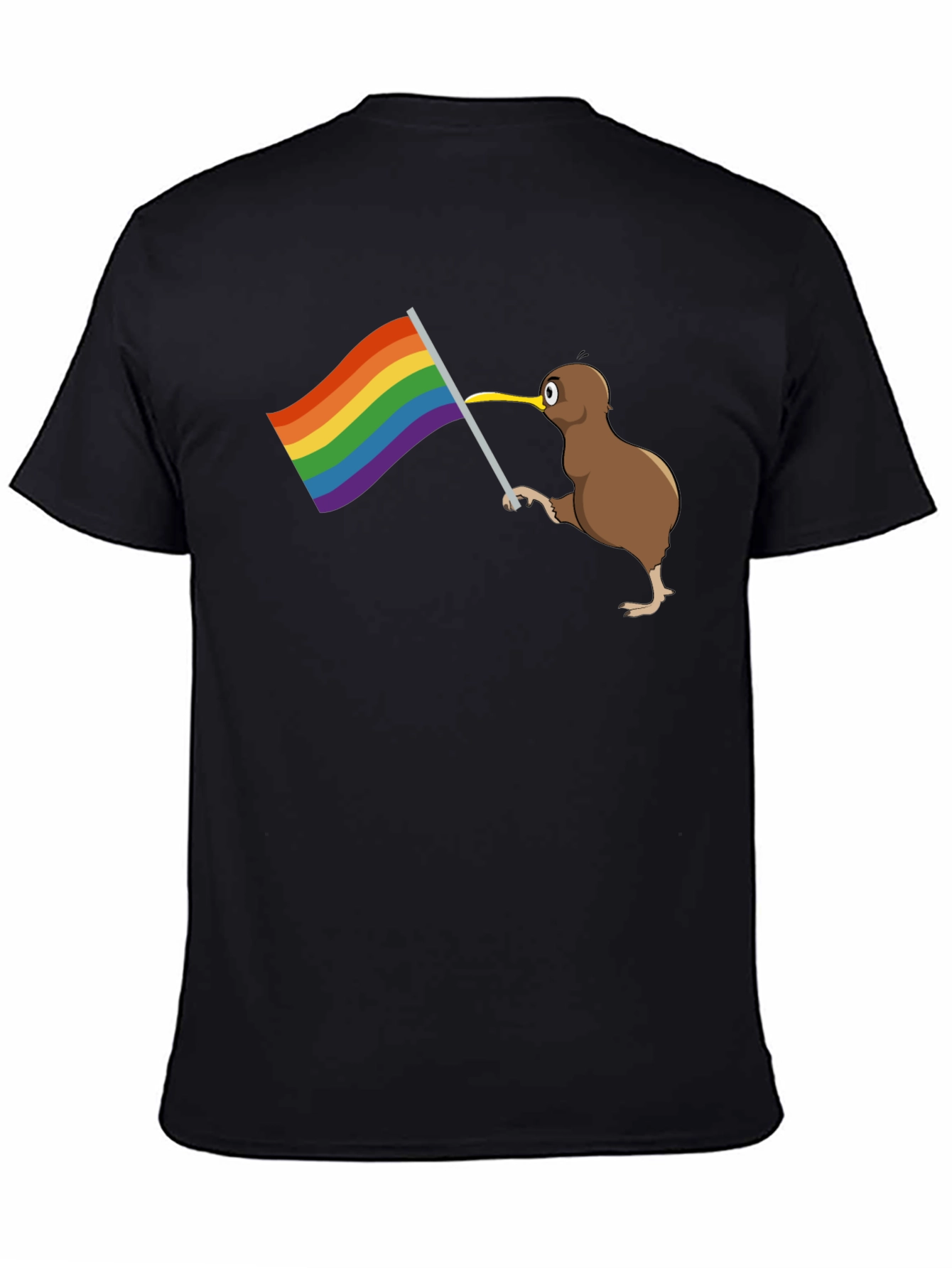 Black Kiwi Bird Pride Flag Graphic Tee view 4