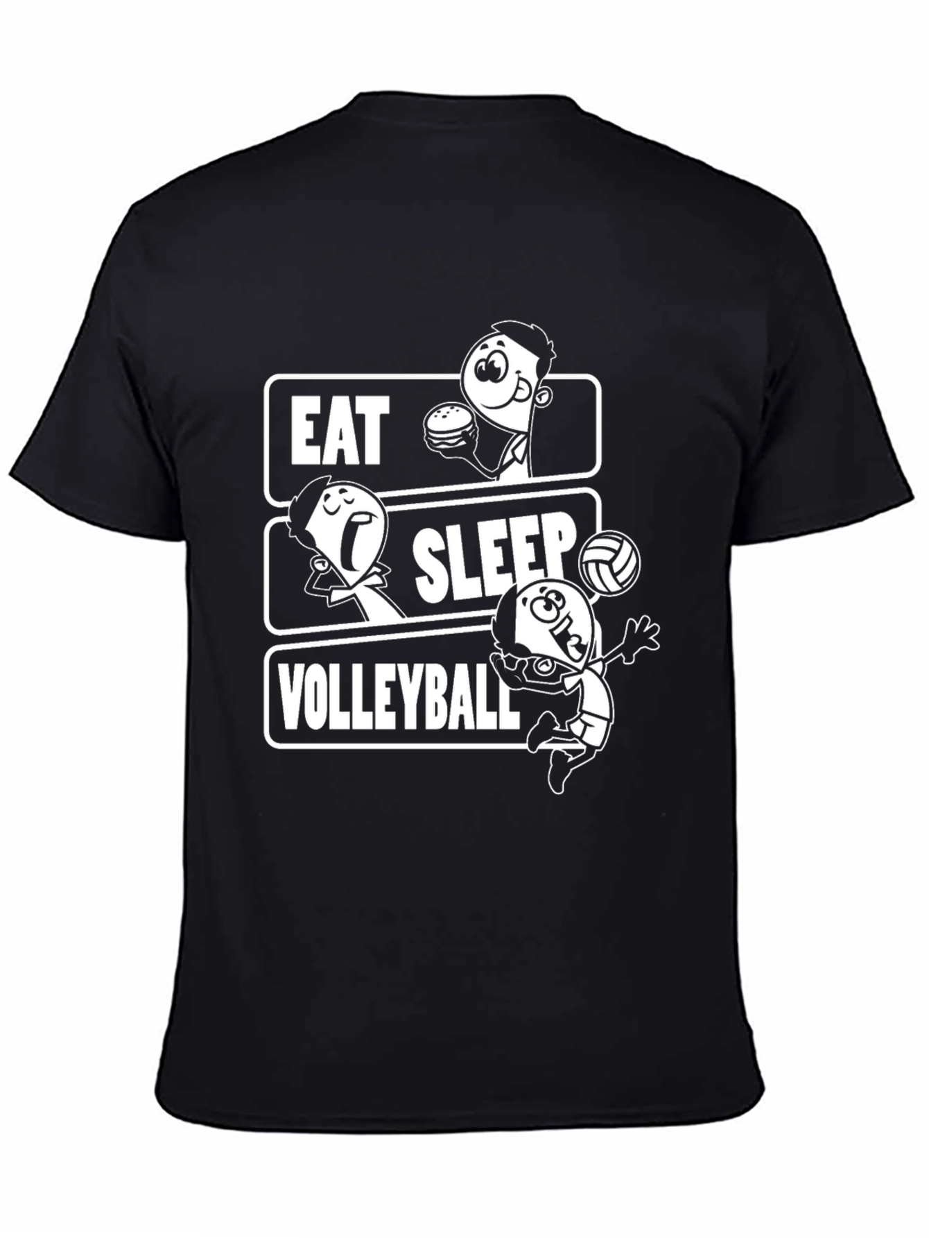 Black Eat Sleep Volleyball Black Graphic Tee view 4