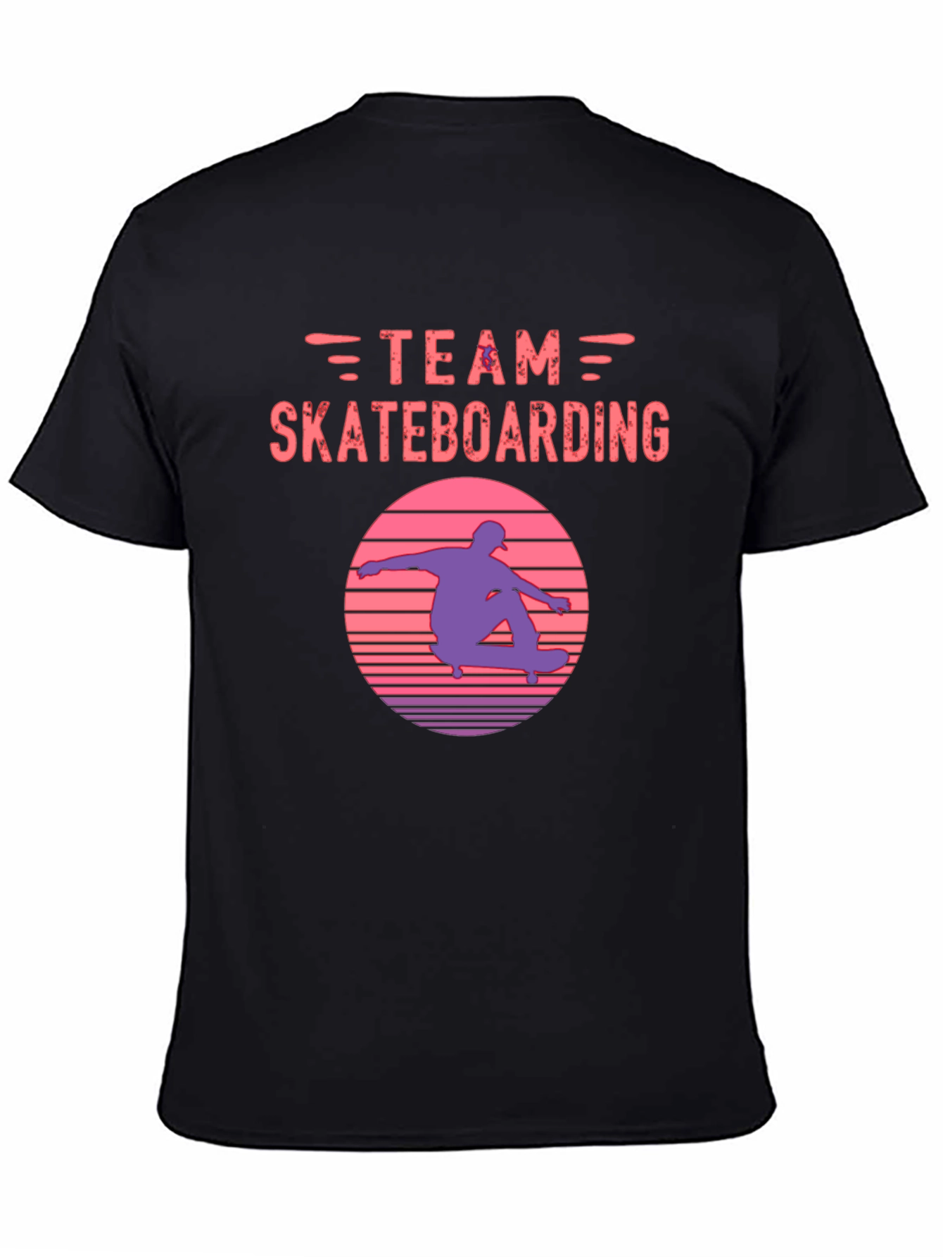 Black Team Skateboarding Graphic Tee - Retro Sunset Skater Shirt view 4