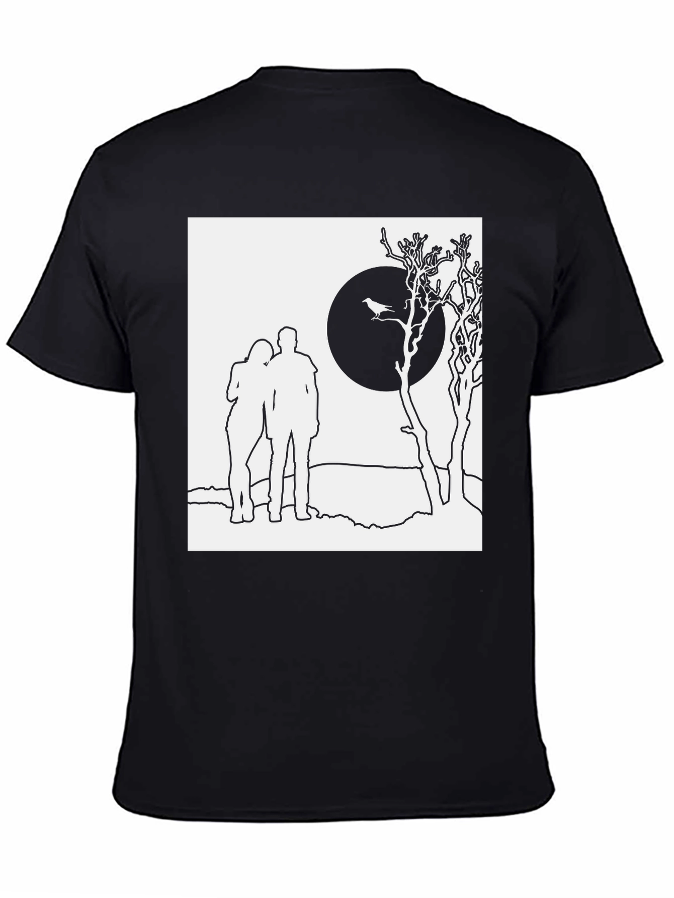 Black Couple Silhouette Graphic Tee - Black Unisex T-Shirt view 4