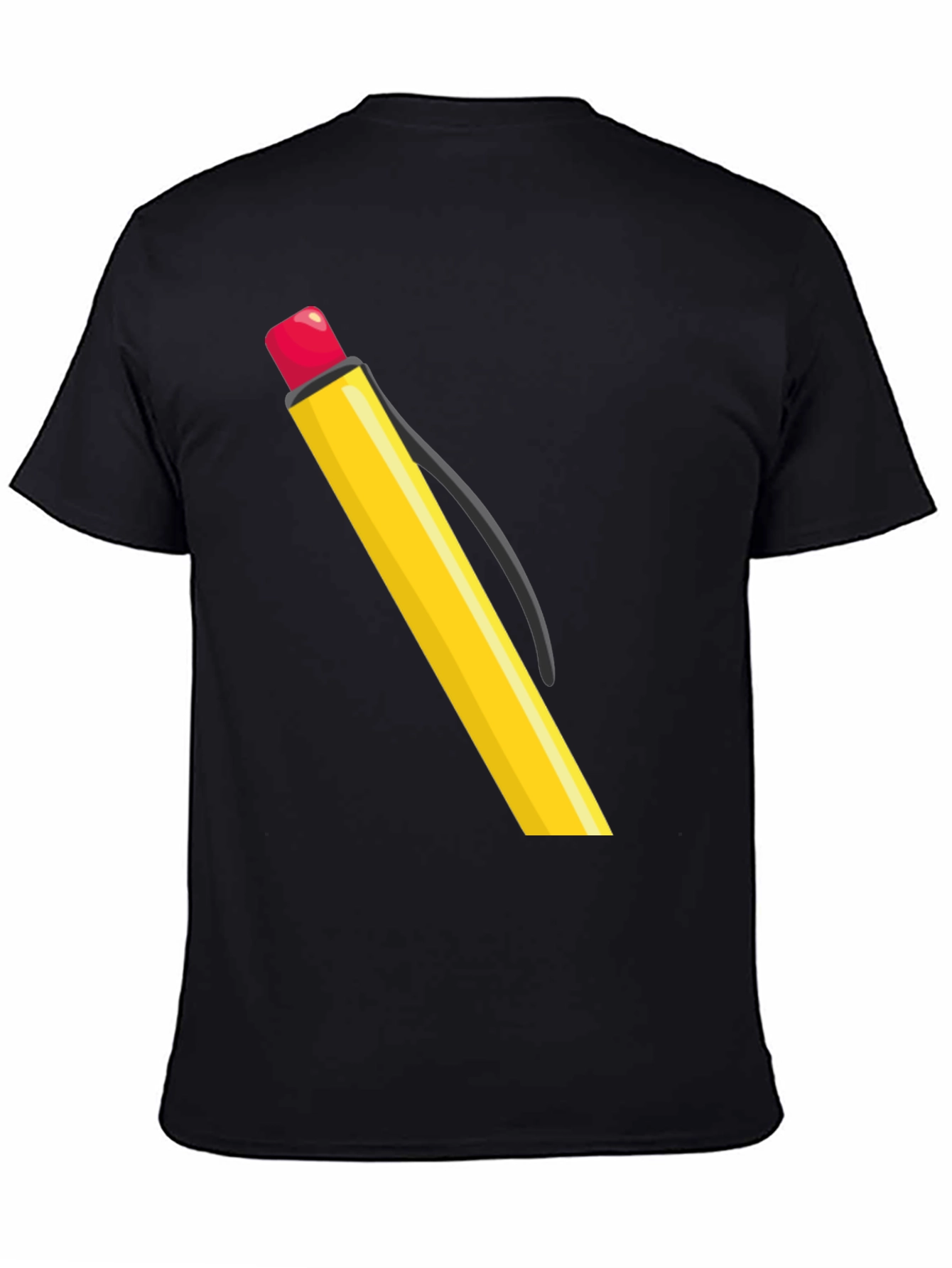 Black Pencil Graphic Tee - Black Cotton Casual Wear view 4