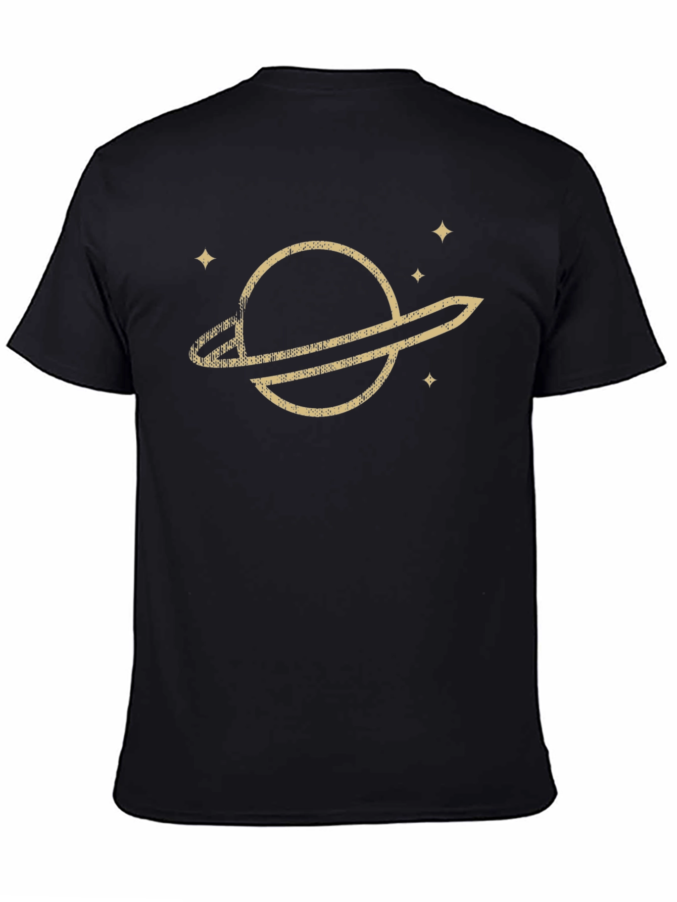 Black Retro Saturn Graphic T-Shirt - Classic Black Tee view 4