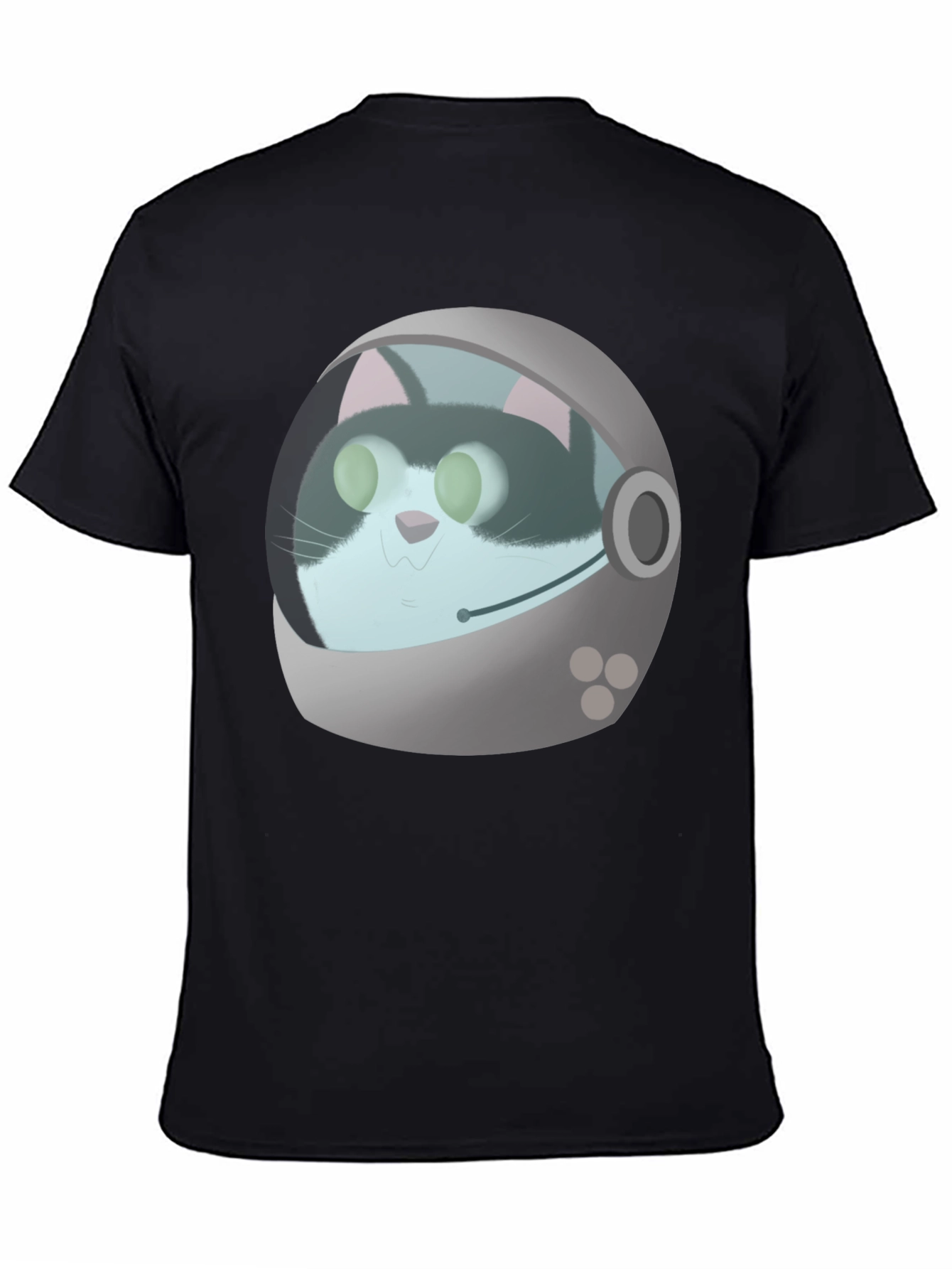 Black Astronaut Cat Graphic T-Shirt - Black Crew Neck Tee view 4