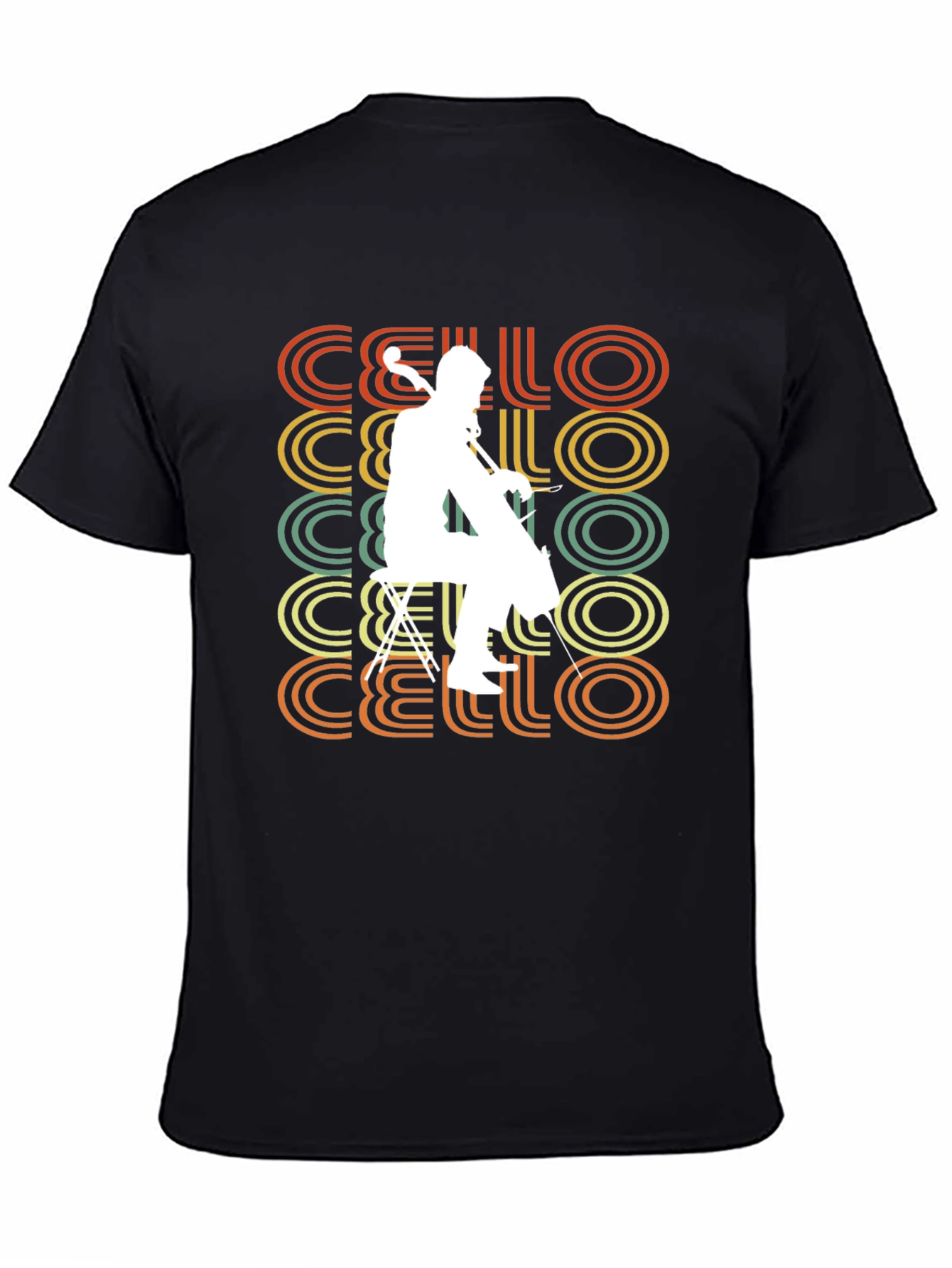 Black Vintage Cello Player T-Shirt - Retro Music Tee view 4