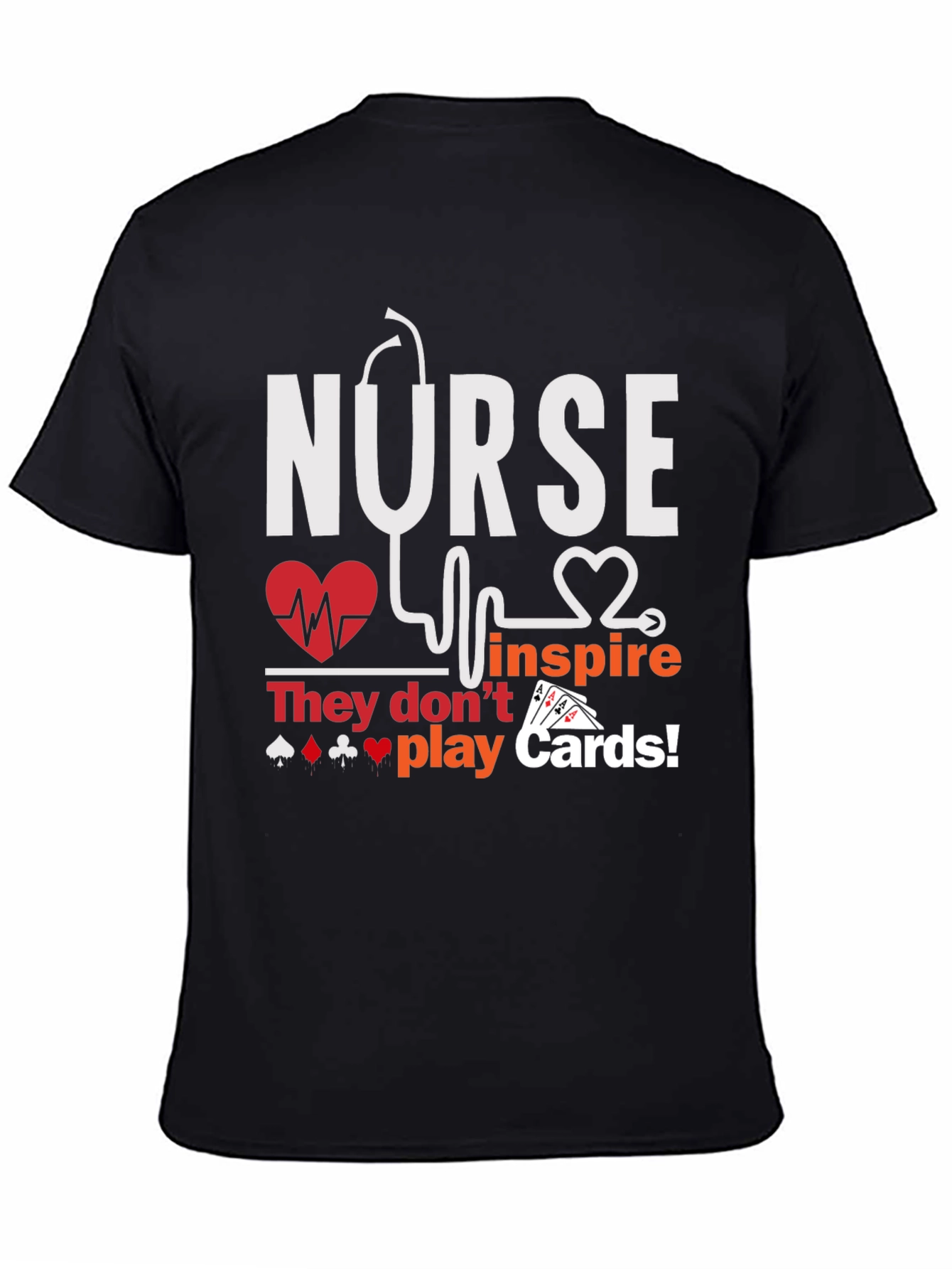 Black Nurse Inspire T-Shirt - Playing Card Design view 4