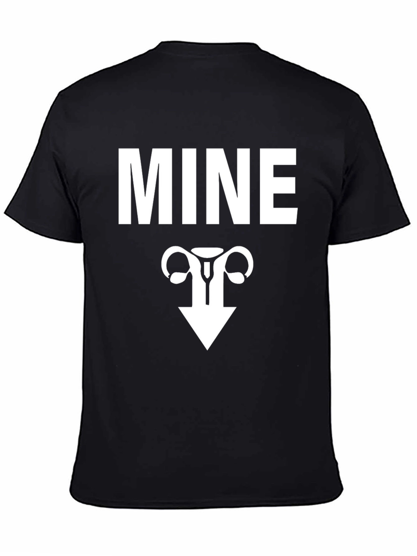 Black MINE Uterus Funny Graphic Tee - Black view 4