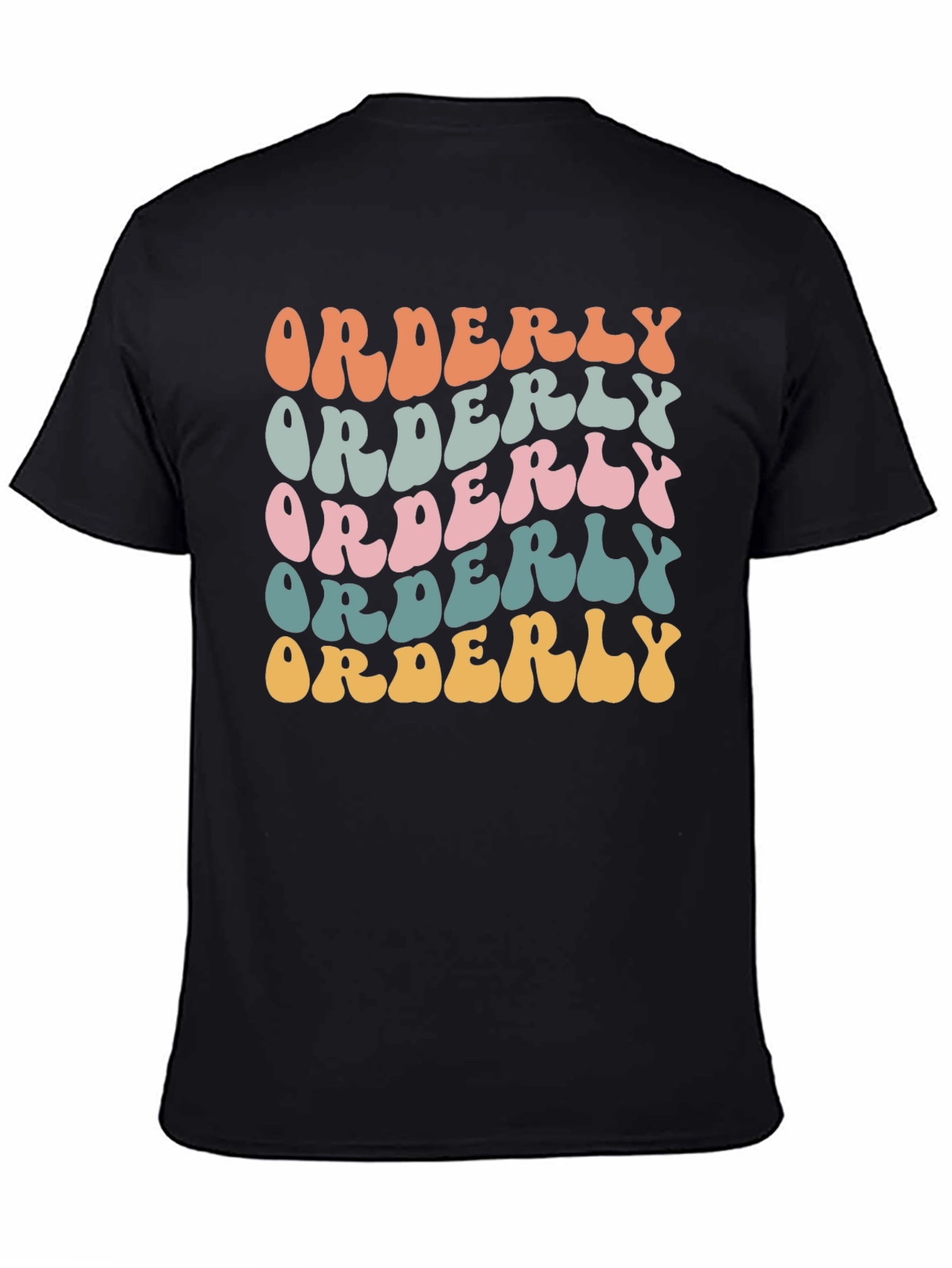 Black Orderly Retro Style Graphic Tee - Black view 4