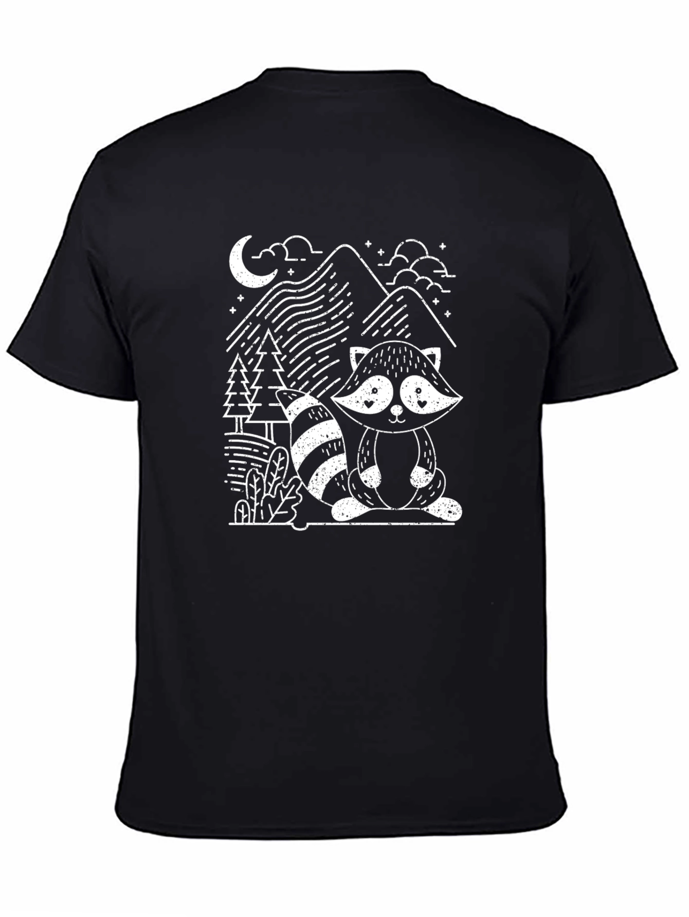 Black Raccoon Graphic Print Black Tee view 4