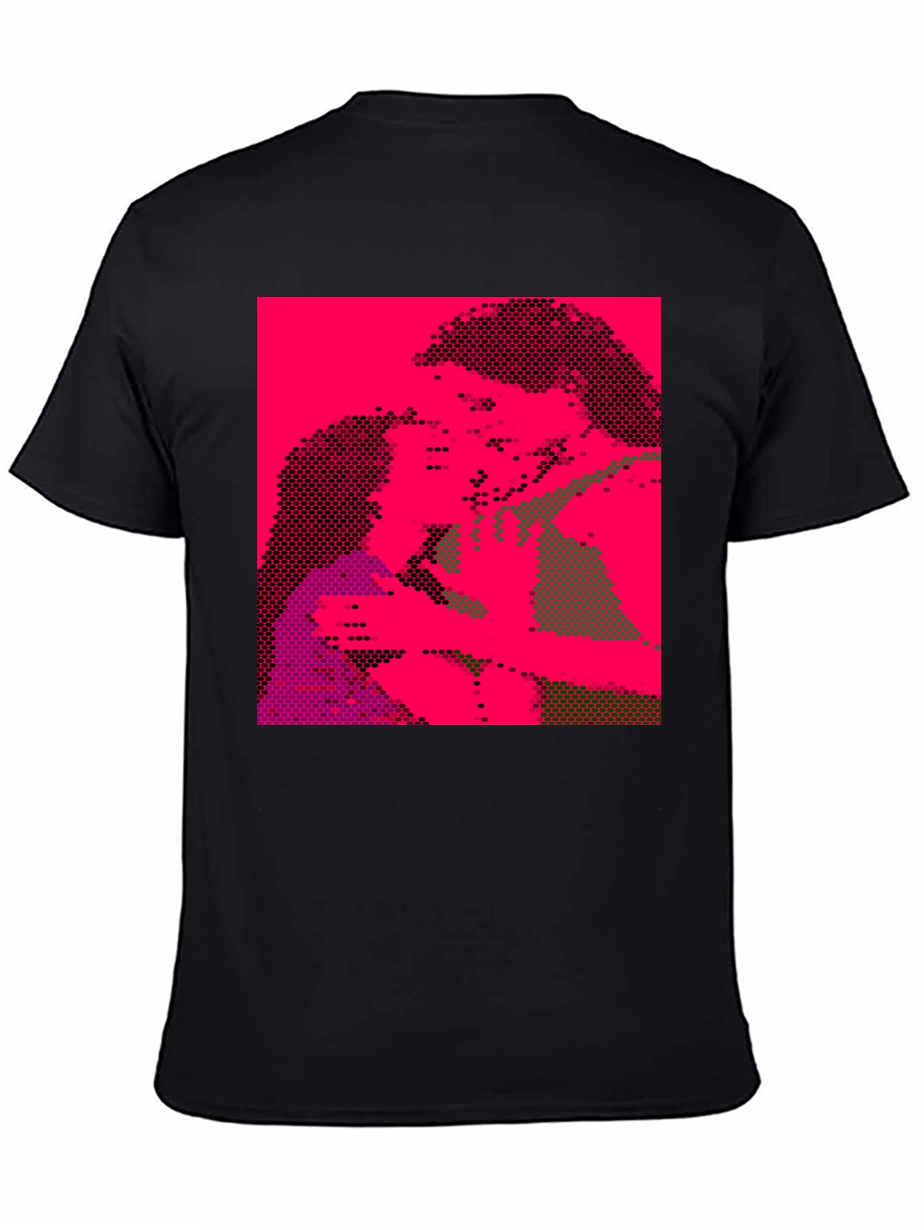 Black Pixelated Pop Art Graphic Tee - Black Unisex T-Shirt view 4