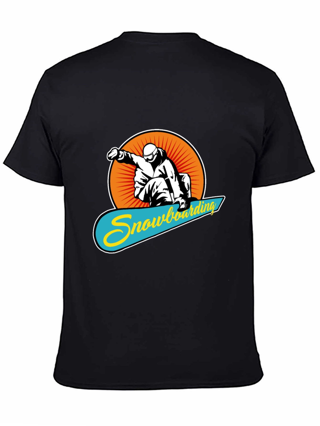 Black Snowboarding Graphic Tee - Black Crew Neck T-Shirt view 4